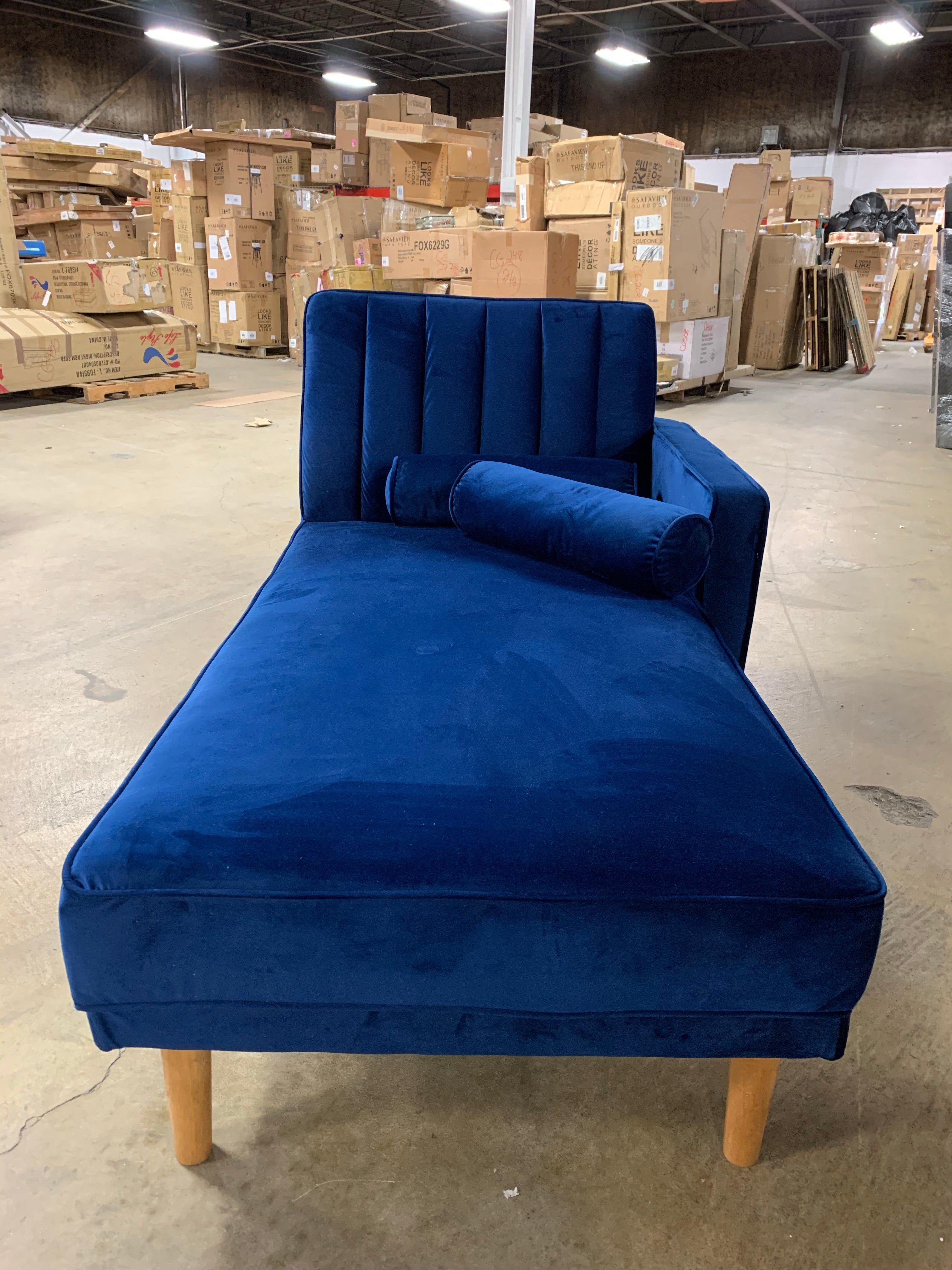 Blue Velvet Reclining Chaise Lounge *As Is*