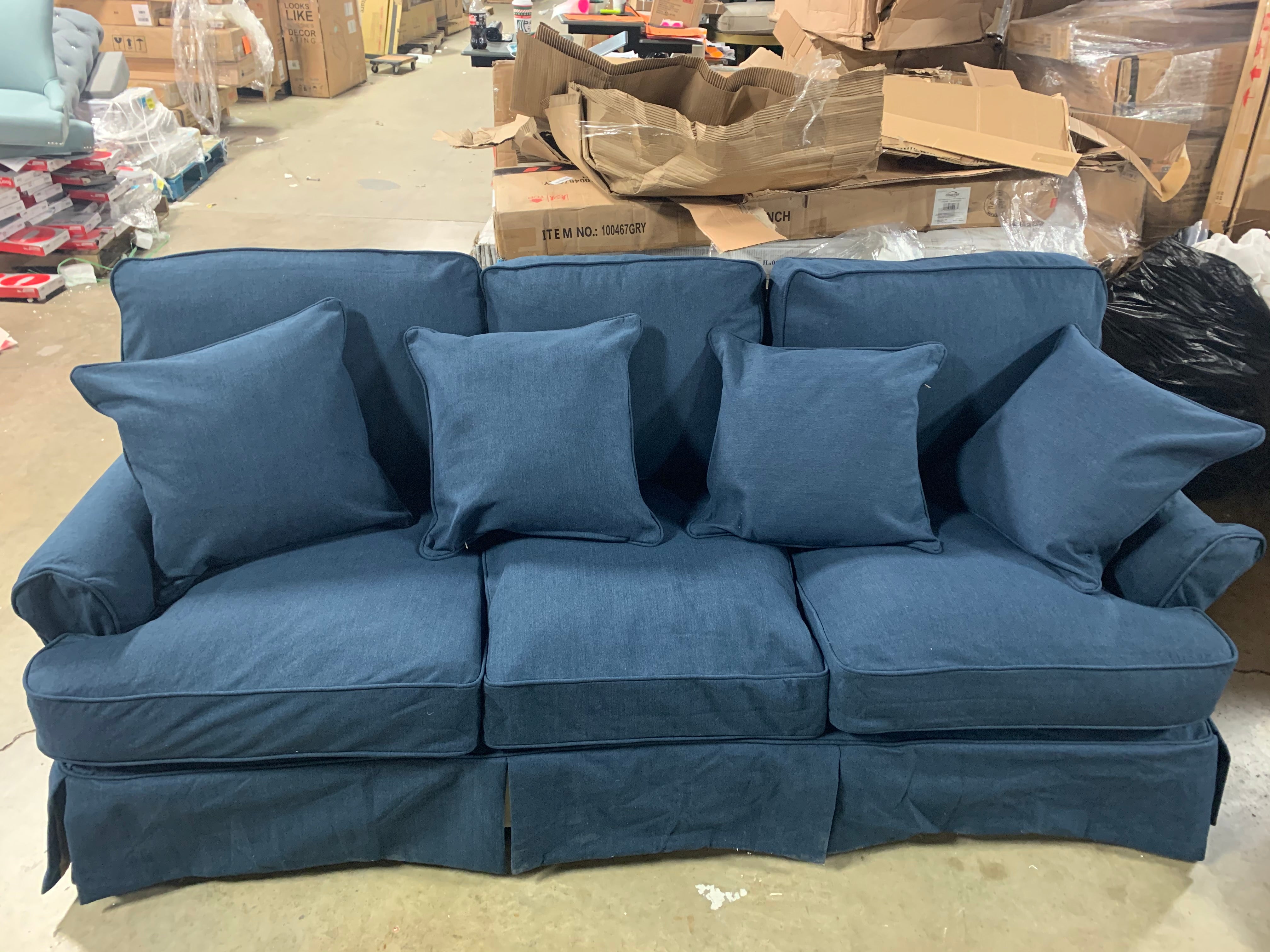 Navy Blue Rundle 85" Wide Sofa