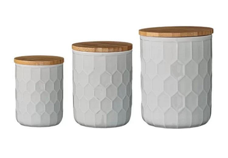 White Scandinavian 3 Piece Kitchen Canister Set CG1860