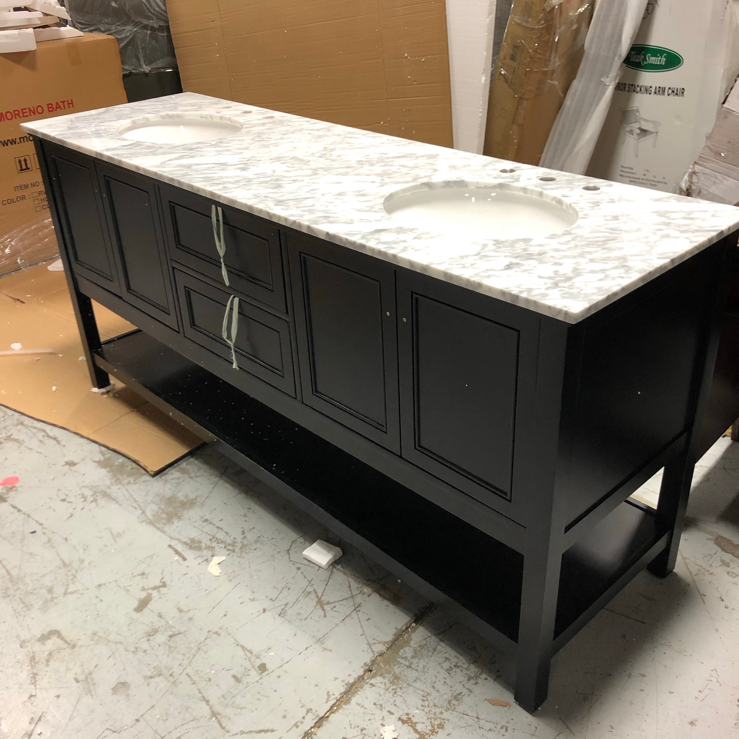 72" Double Bathroom Vanity, Black