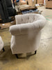 Starks Tufted Fabric Chesterfield Chair and Ottoman, Beige