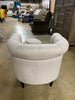 Starks Tufted Fabric Chesterfield Chair and Ottoman, Beige