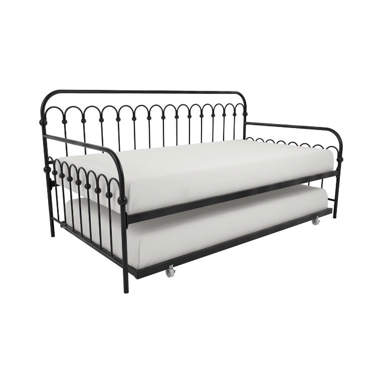 Black Bright Pop Metal Twin Daybed with Trundle CG644