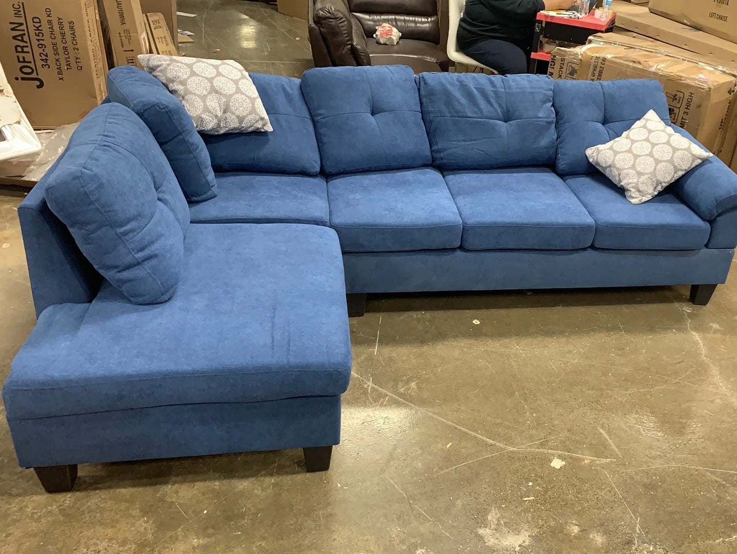 Azzedine 98" Chenille Left Hand Facing Sofa and Chaise