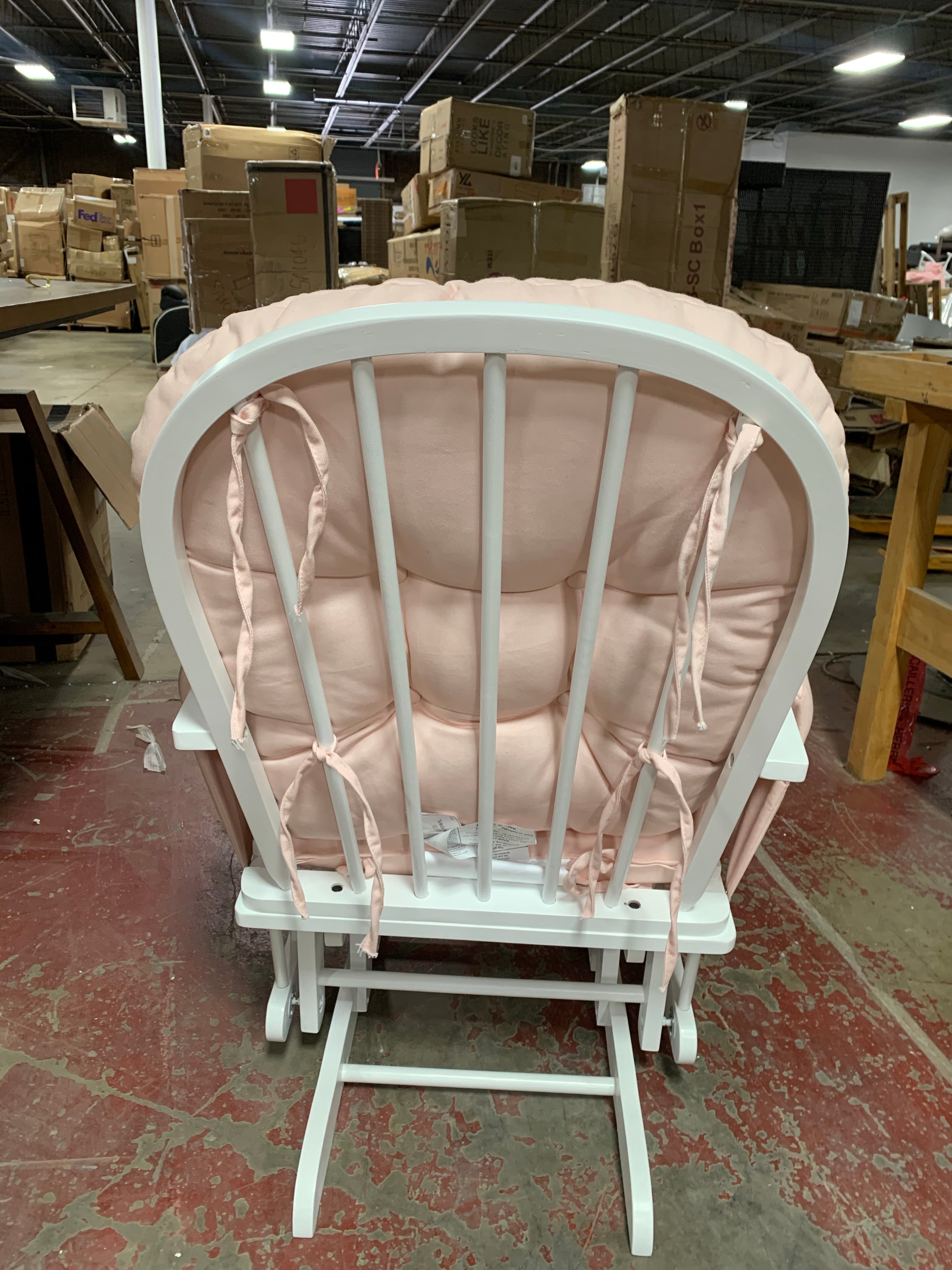 Erikson Glider and Ottoman Pink White Salvage Co Indy