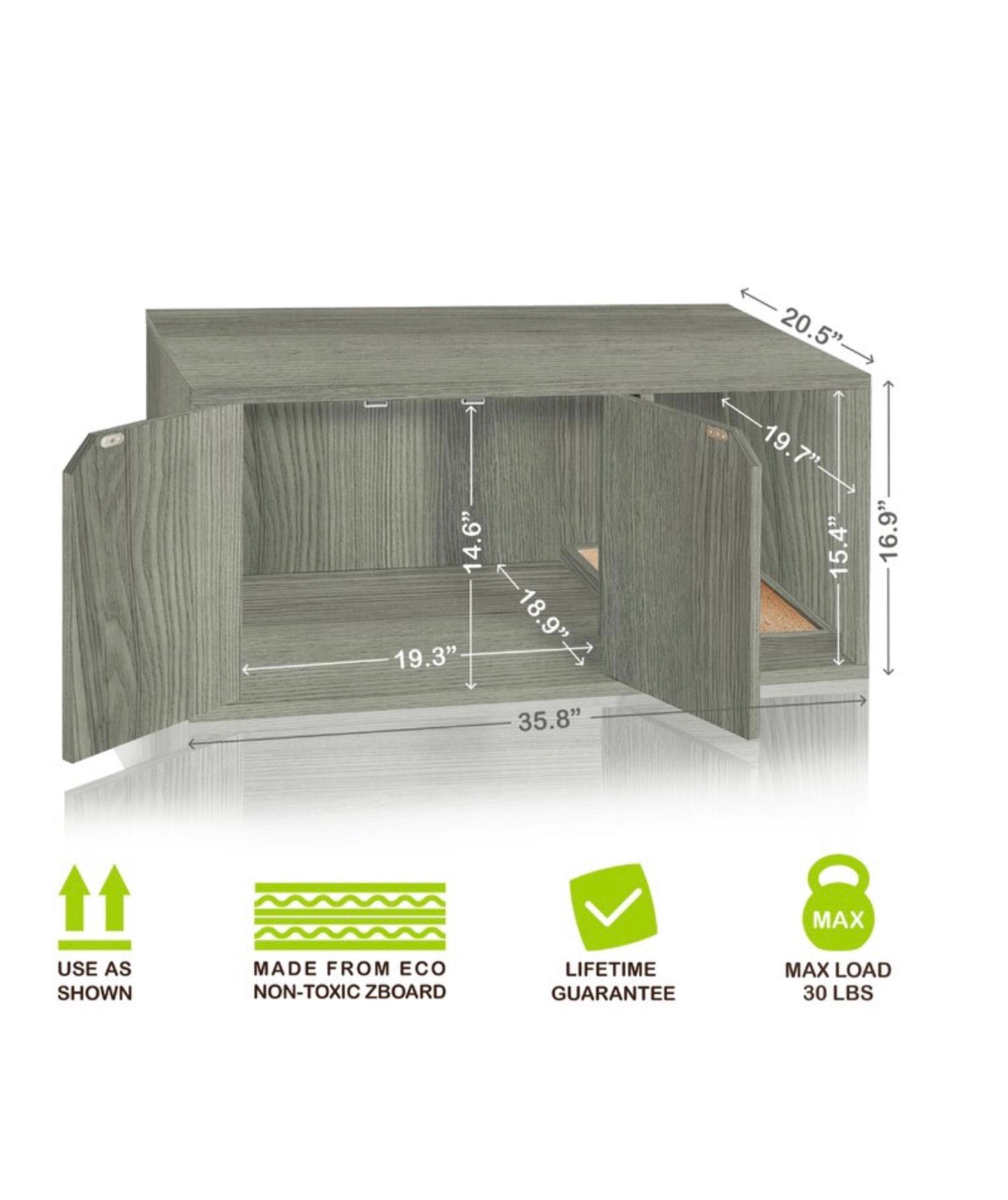 Cat Litter Box Enclosure Grey #LX2047