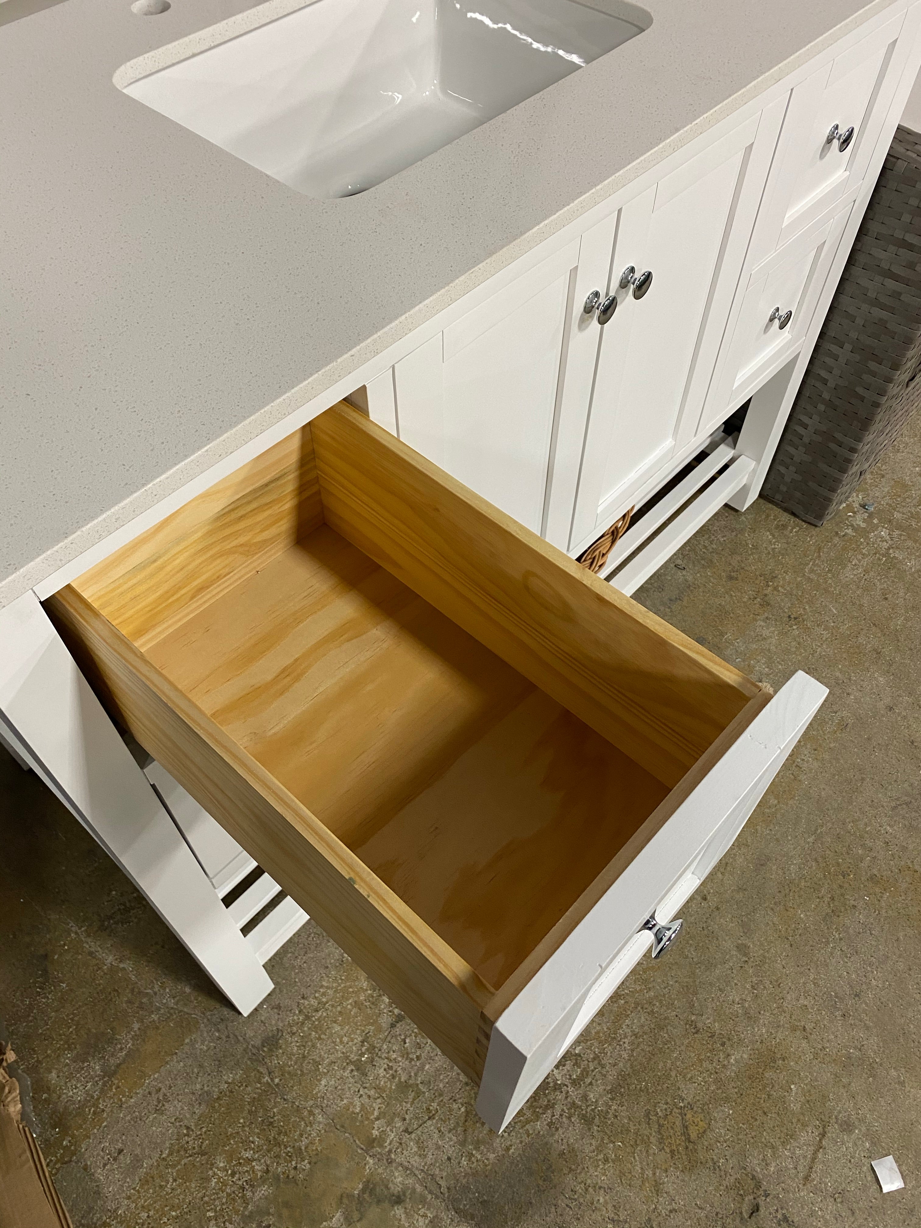 White 48" Single Sink Bathroom Vanity with Granite Top