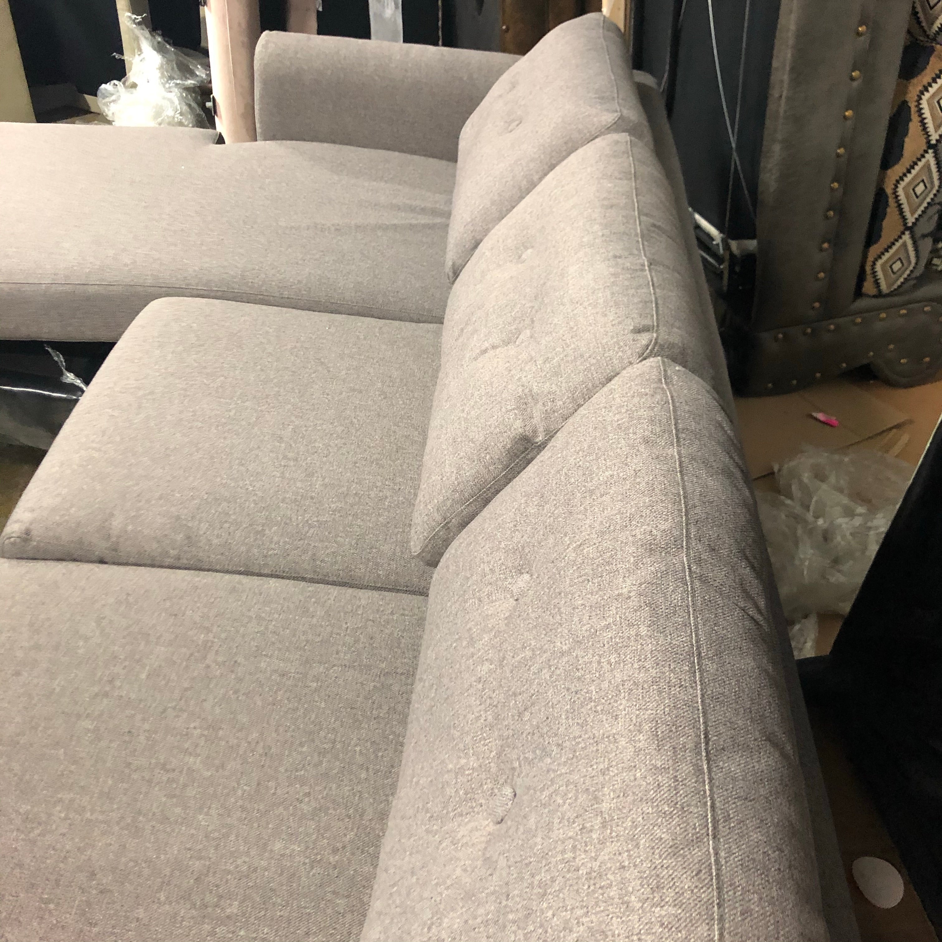 85" Reversible Gray Mid-century Modern Sofa and Chaise *AS IS*