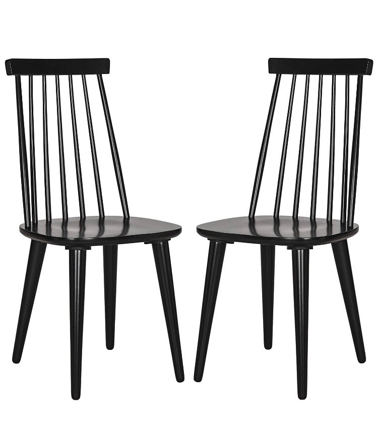 (Set of 2) Burris Country Farmhouse Black Spindle Side Chair CG238