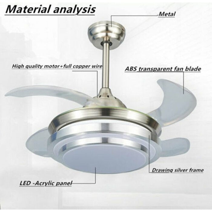42" Aadilynn 4-Blade LED Retractable Blades Ceiling Fan with Remote Control and Light Kit Included (#K5899)
