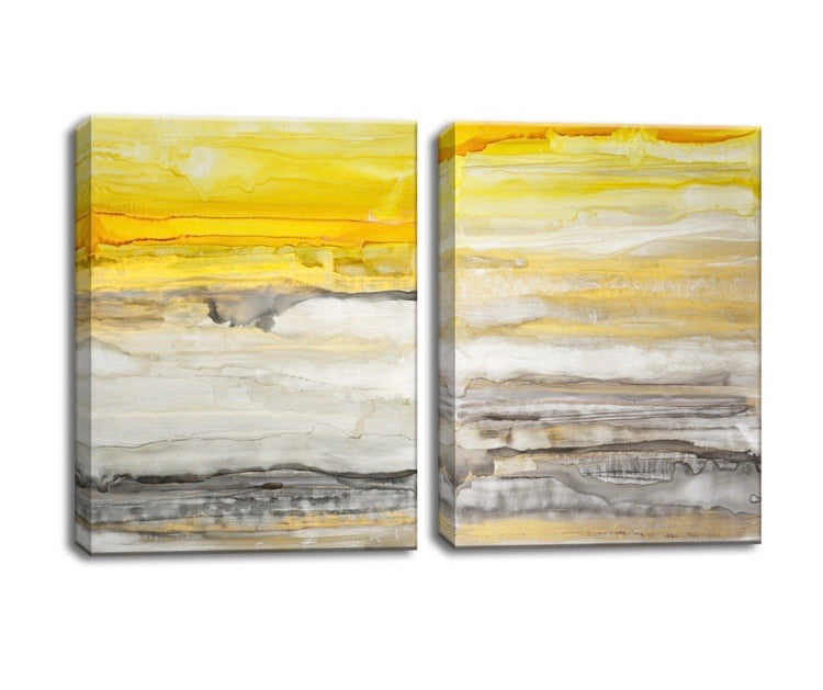 30"Wx40"H New Sunset I/II Wrapped Canvas Wall Art - Set of 2 CG1021