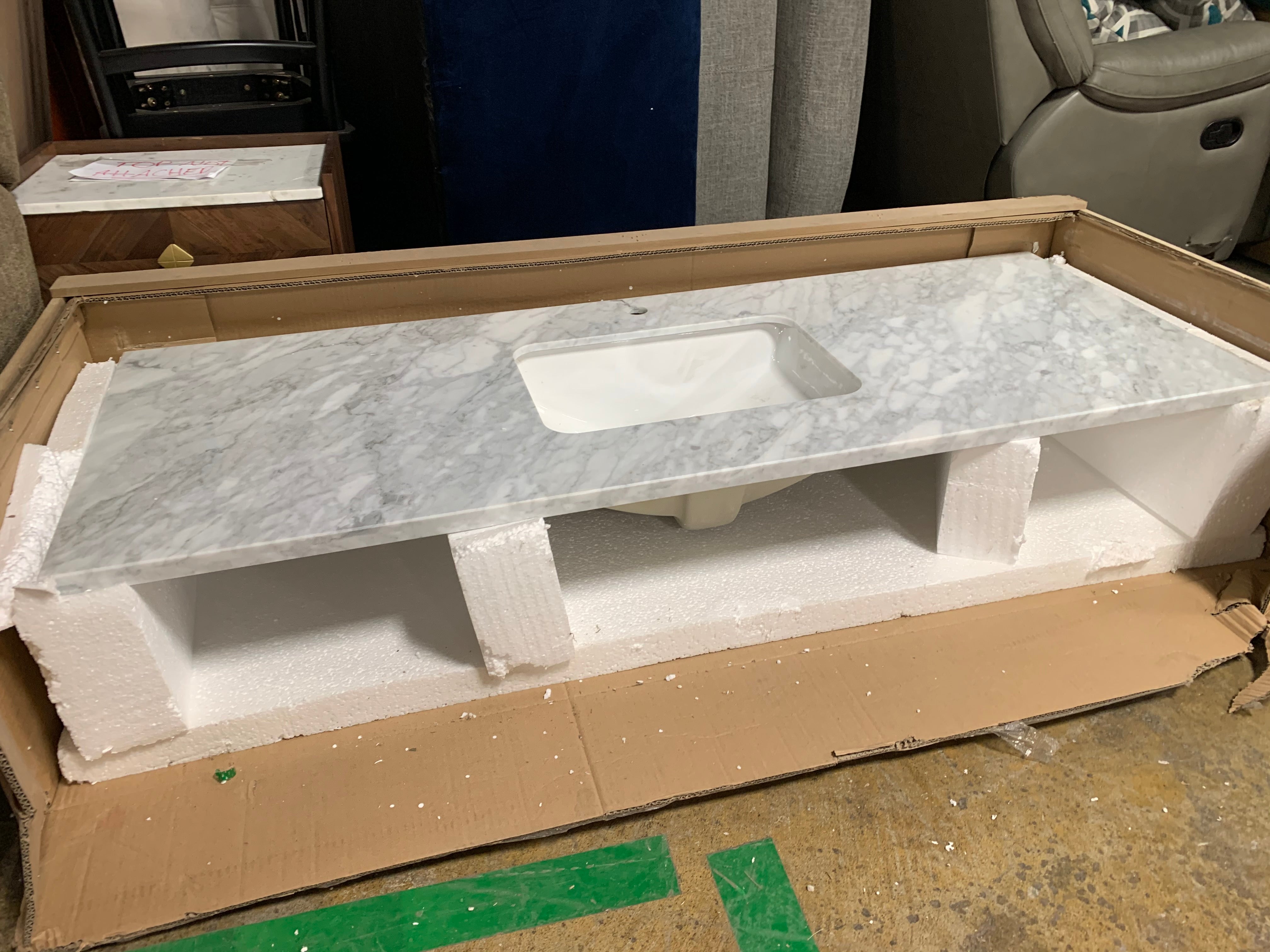 60" Single Bathroom Vanity Marble Countertop