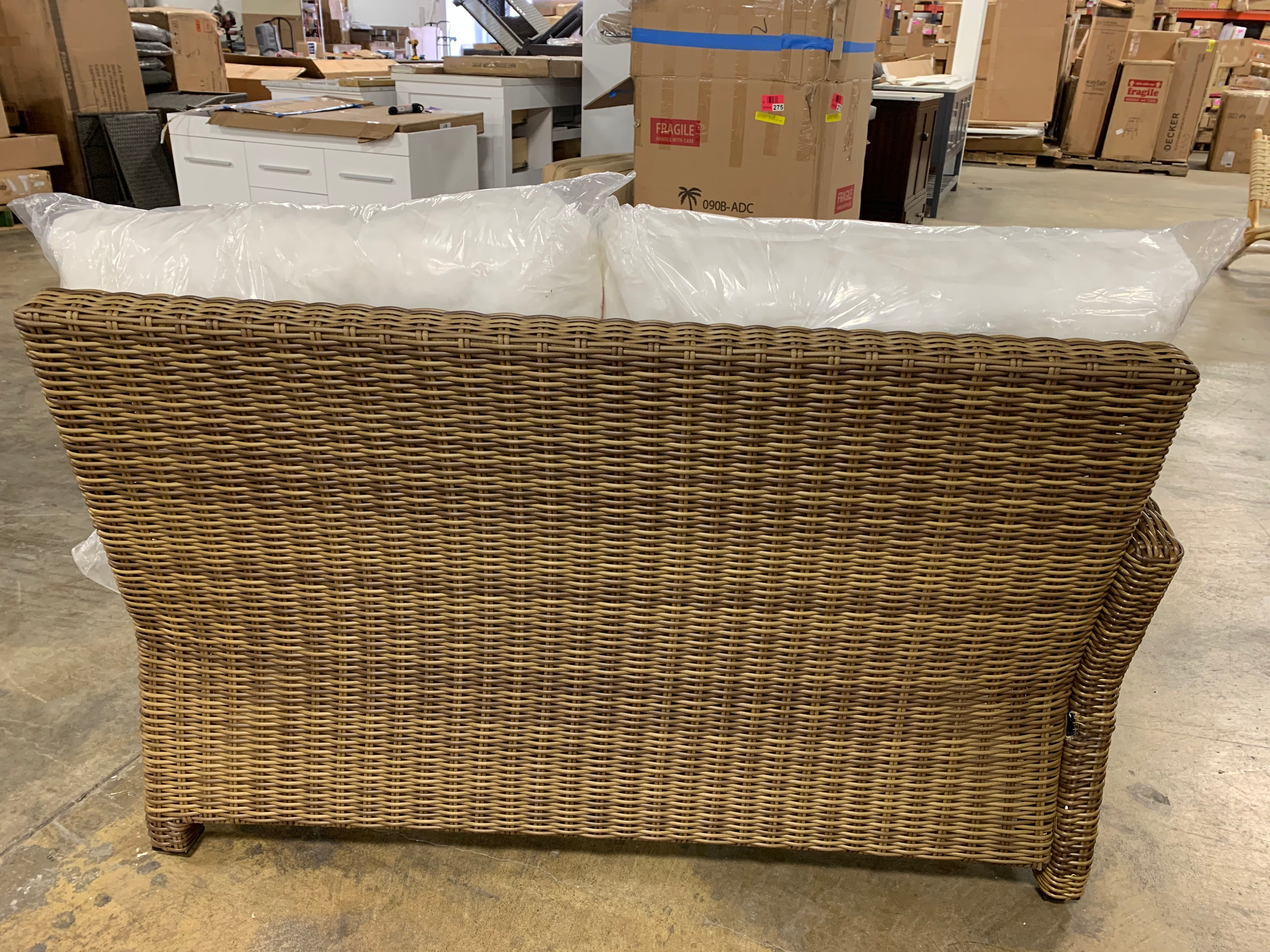 Bradenton Outdoor Wicker Sectional Left Corner Loveseat with Cushions (No Covers)