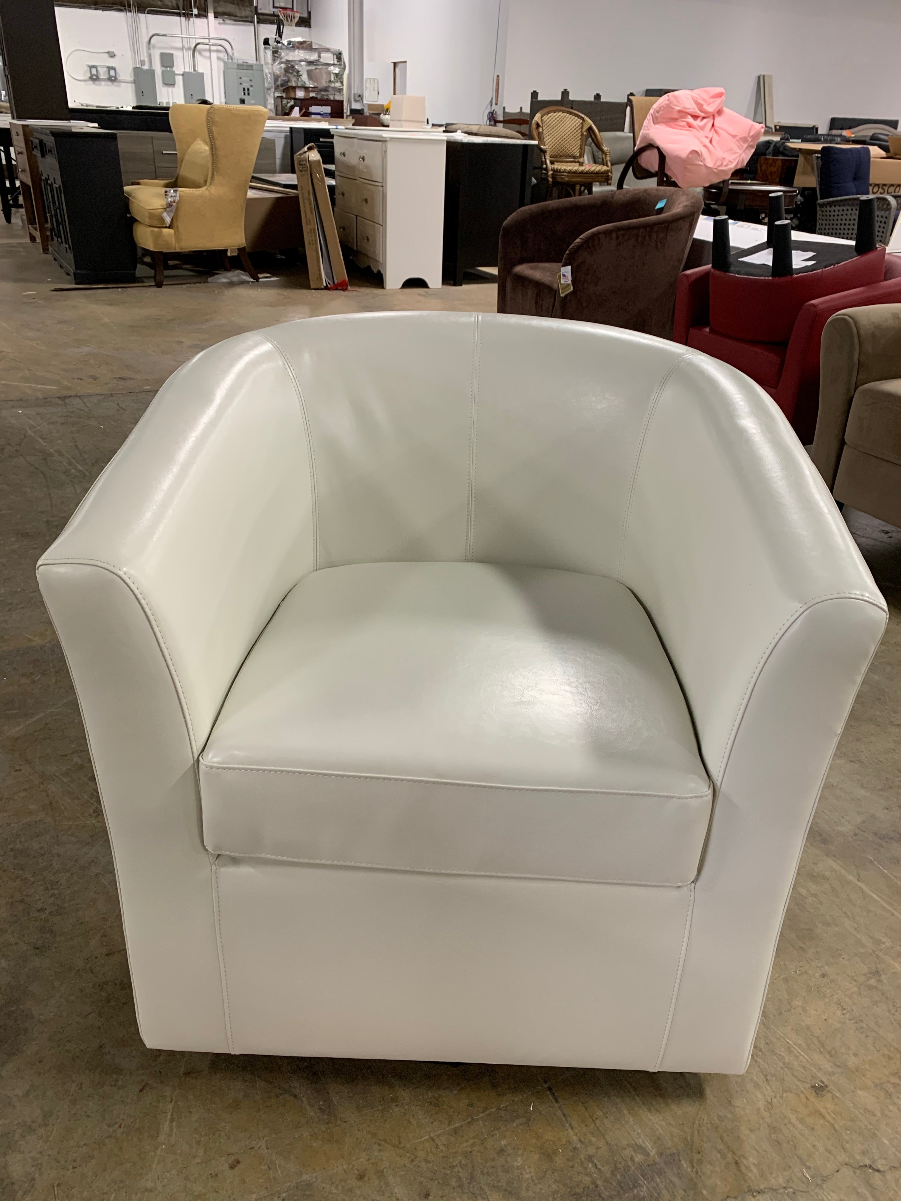 Wilmore Swivel 22" Barrel Chair, White