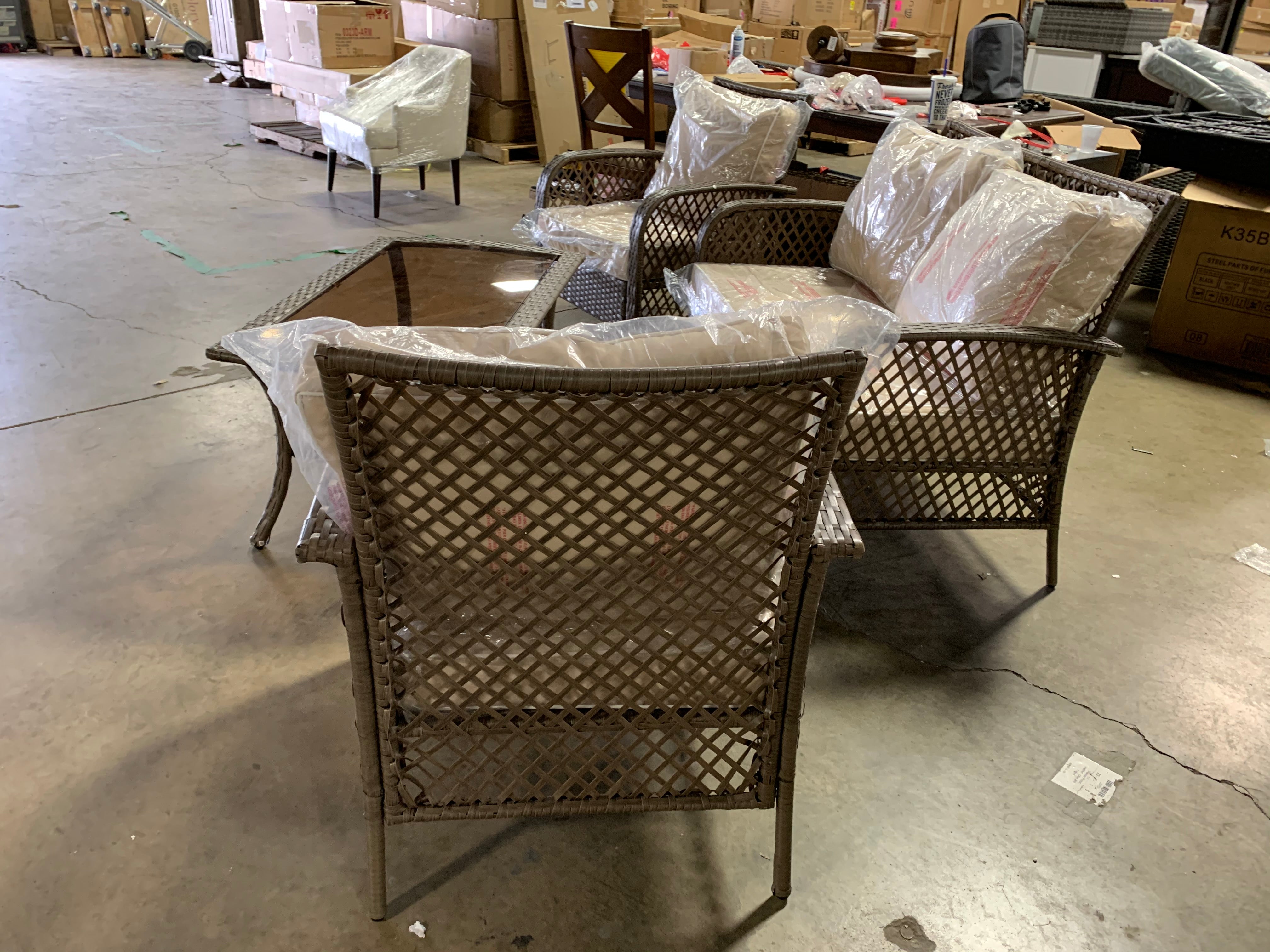 4 Piece Rattan Sofa Seating Group with Cushions