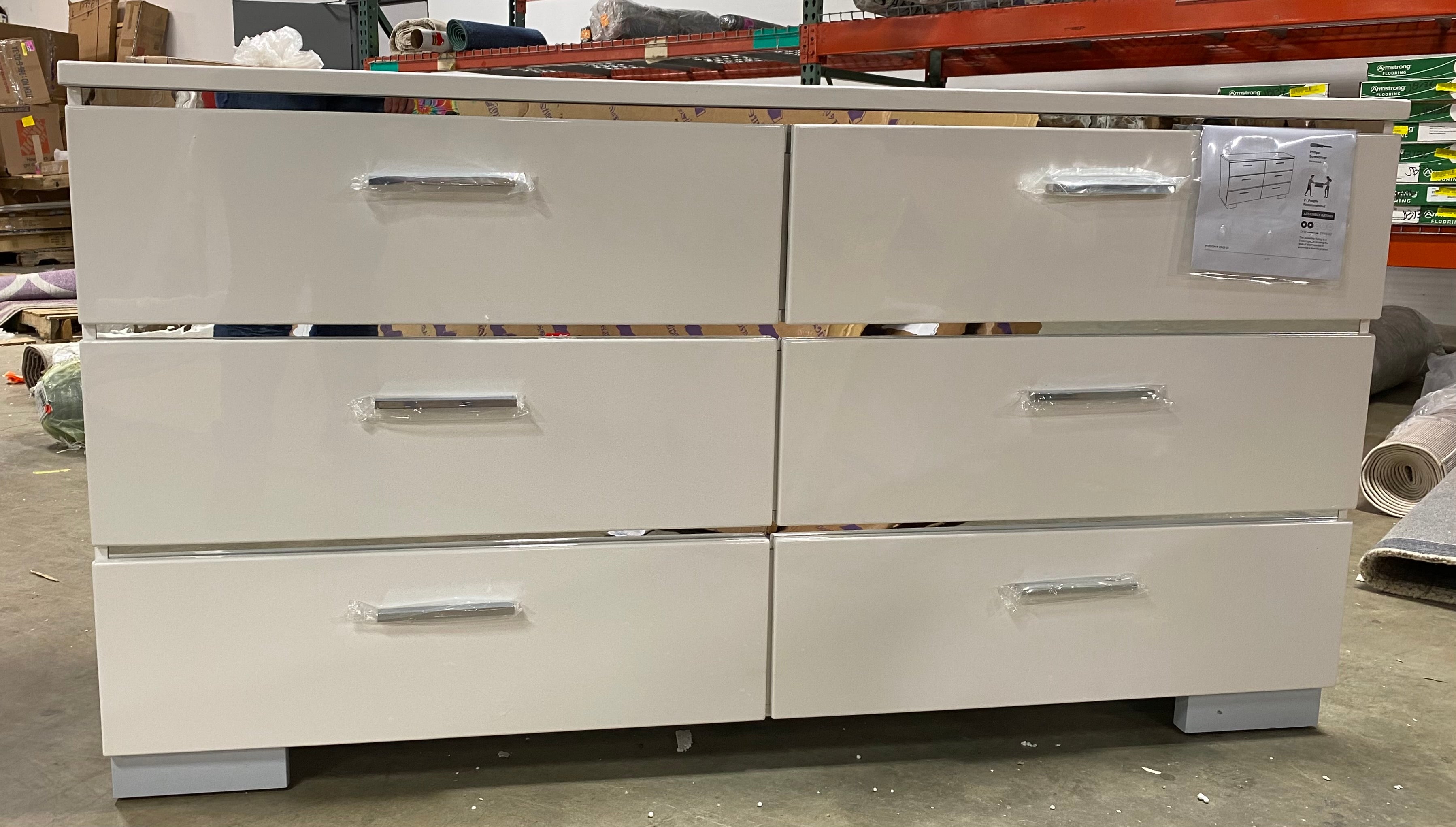 White Ricka 6 Drawer Double Dresser