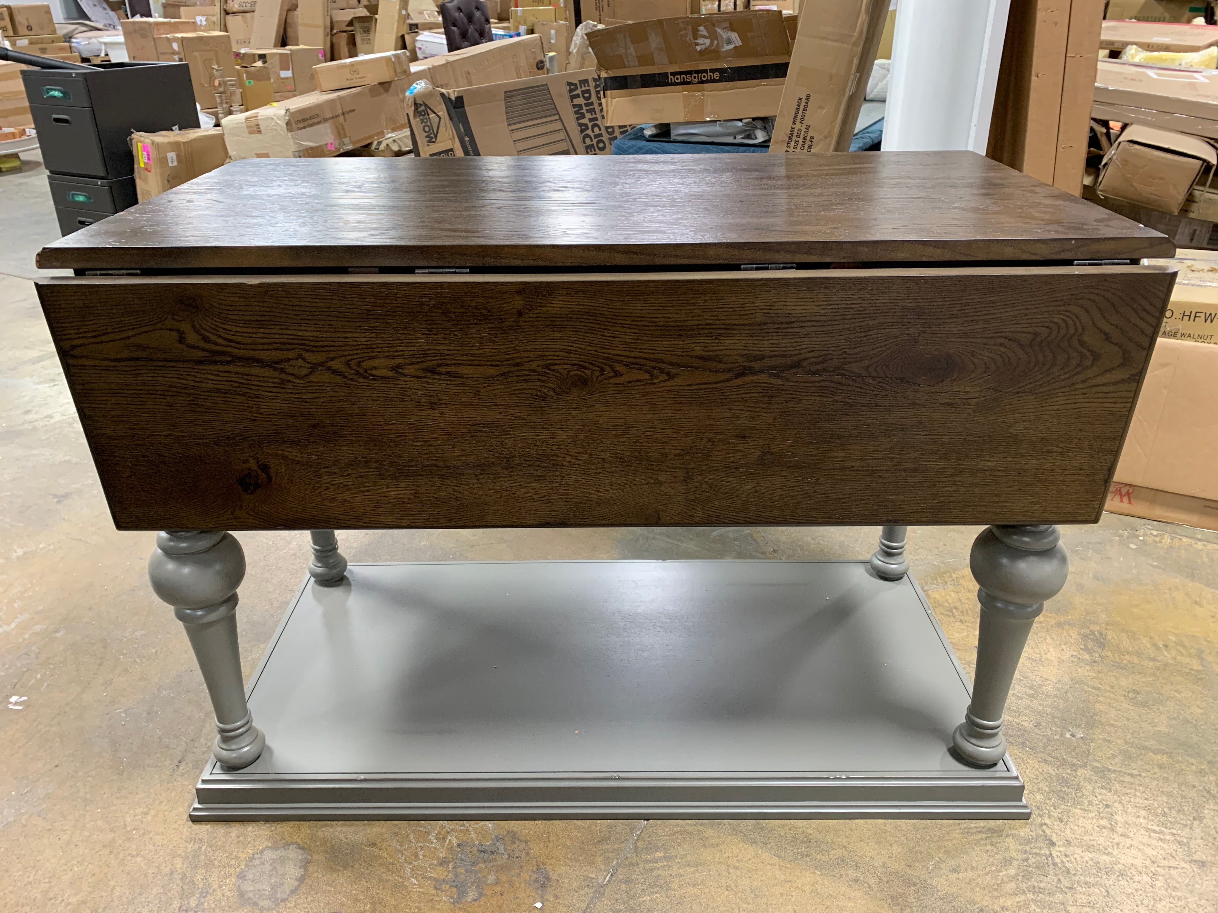Drop Leaf Kitchen Island in Gray