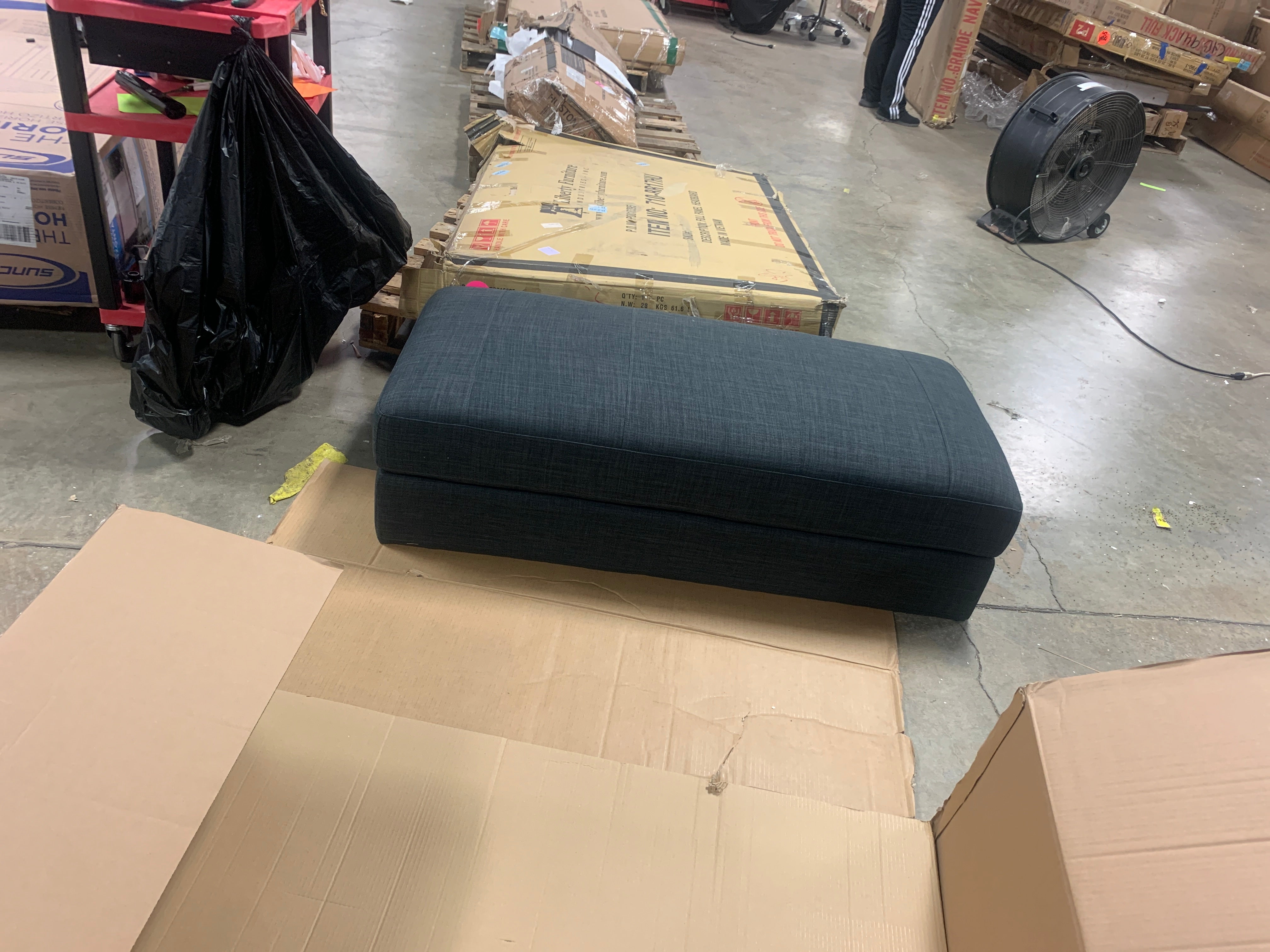 Abbyson Berkeley Grey Fabric Ottoman ONLY KB433