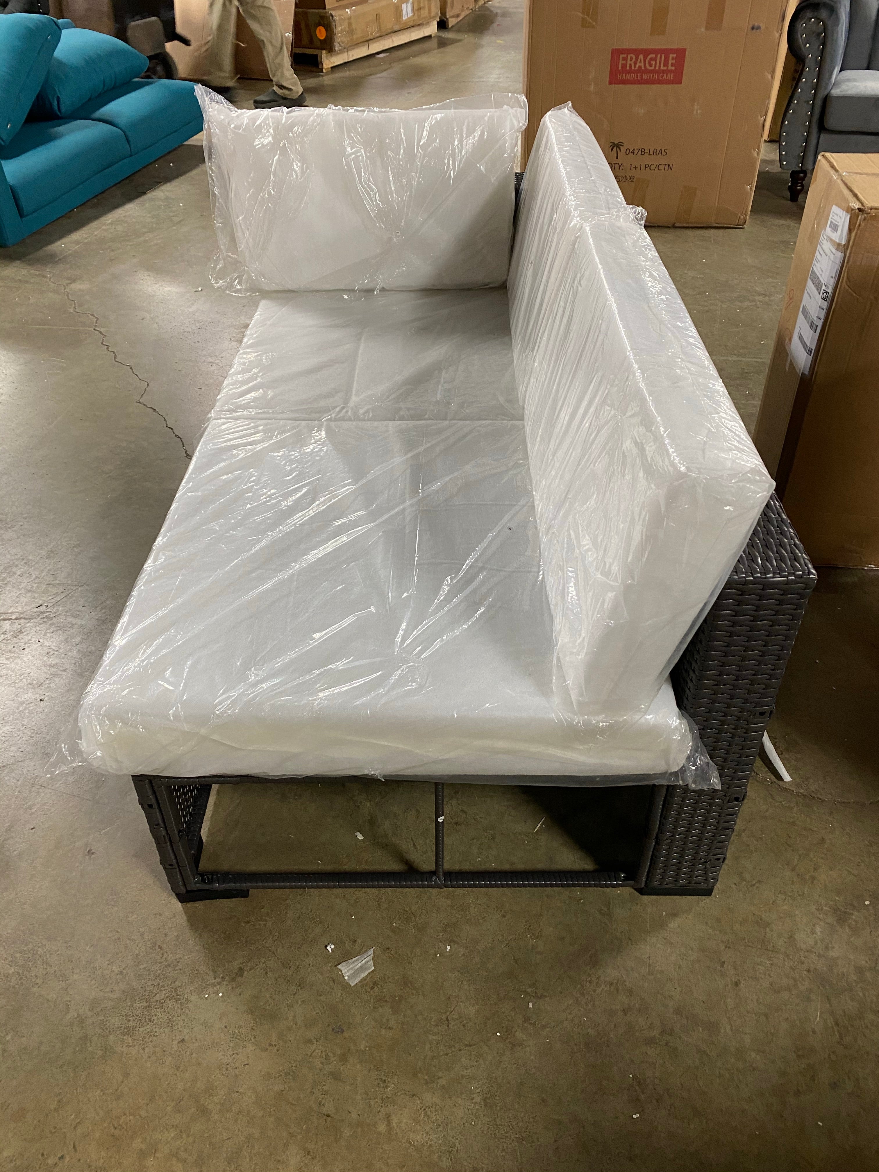 Biscayne Brown Wicker Interchangeable Arm Outdoor Corner Loveseat