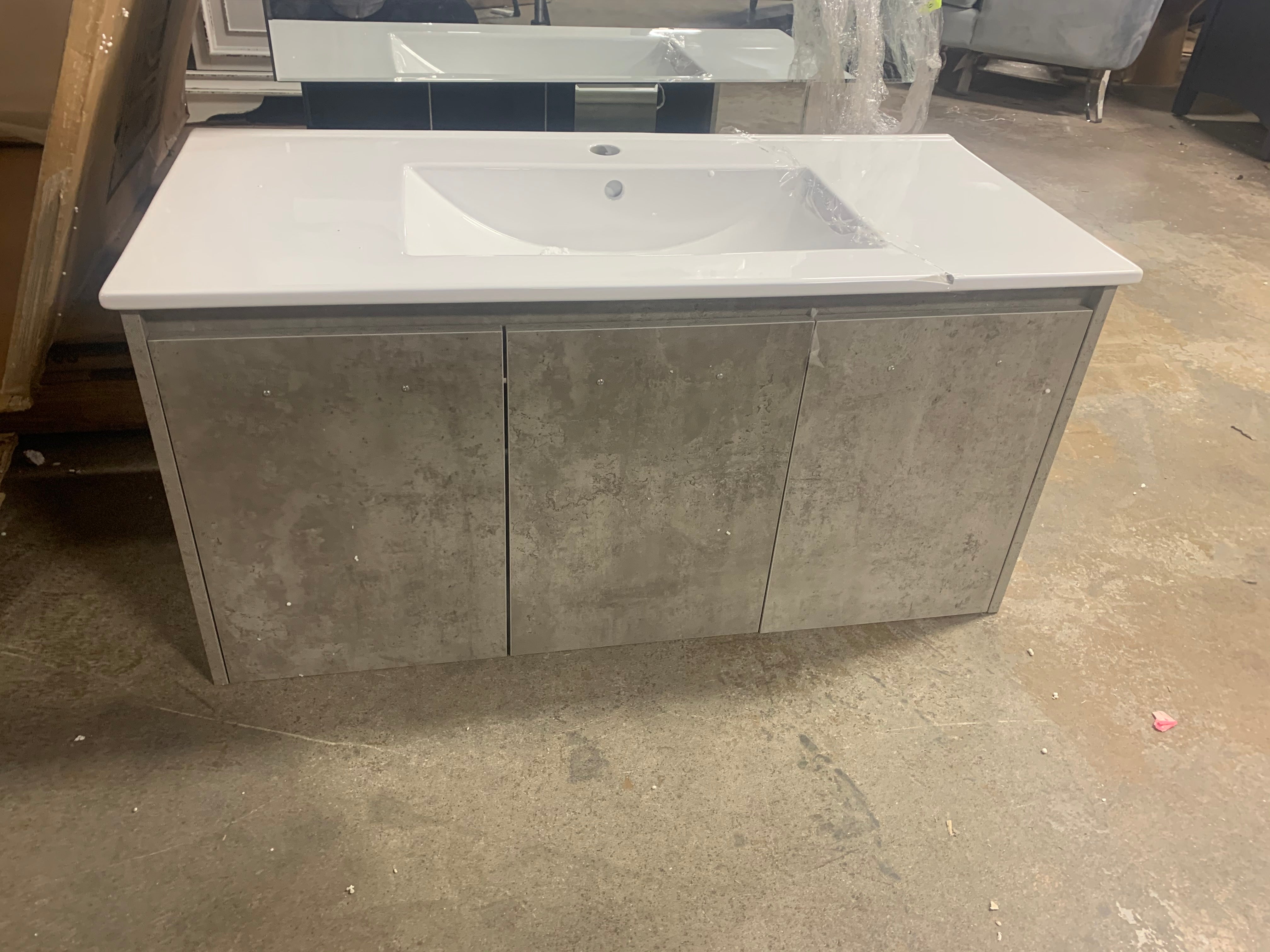 40 Inch Single Bathroom Floating Vanity In Concrete Grey