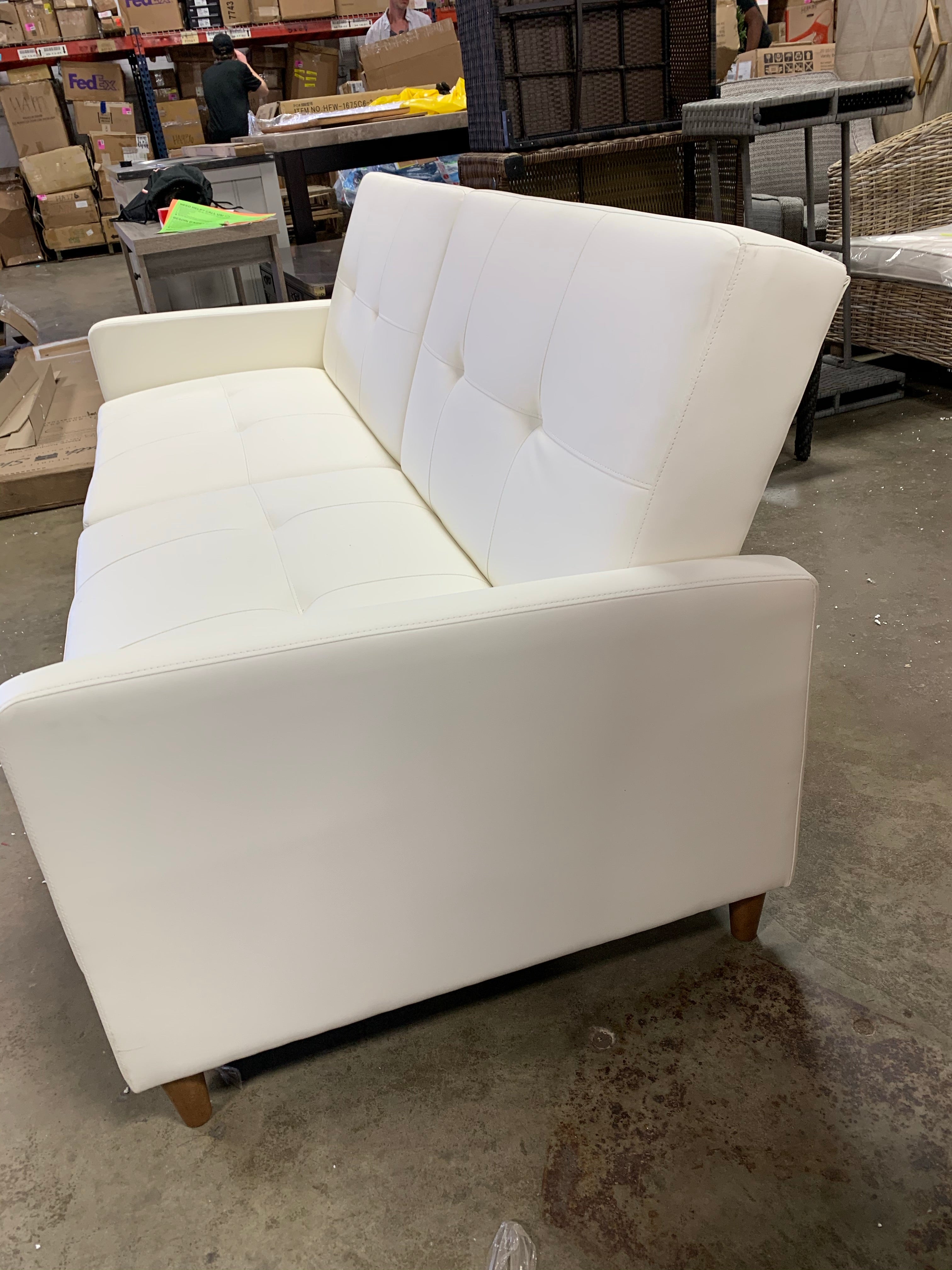 Benitez Full 76" Convertible Sofa, White