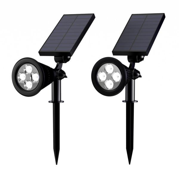 Solar Powered Black Round LED Light (2 Pack) #HA43