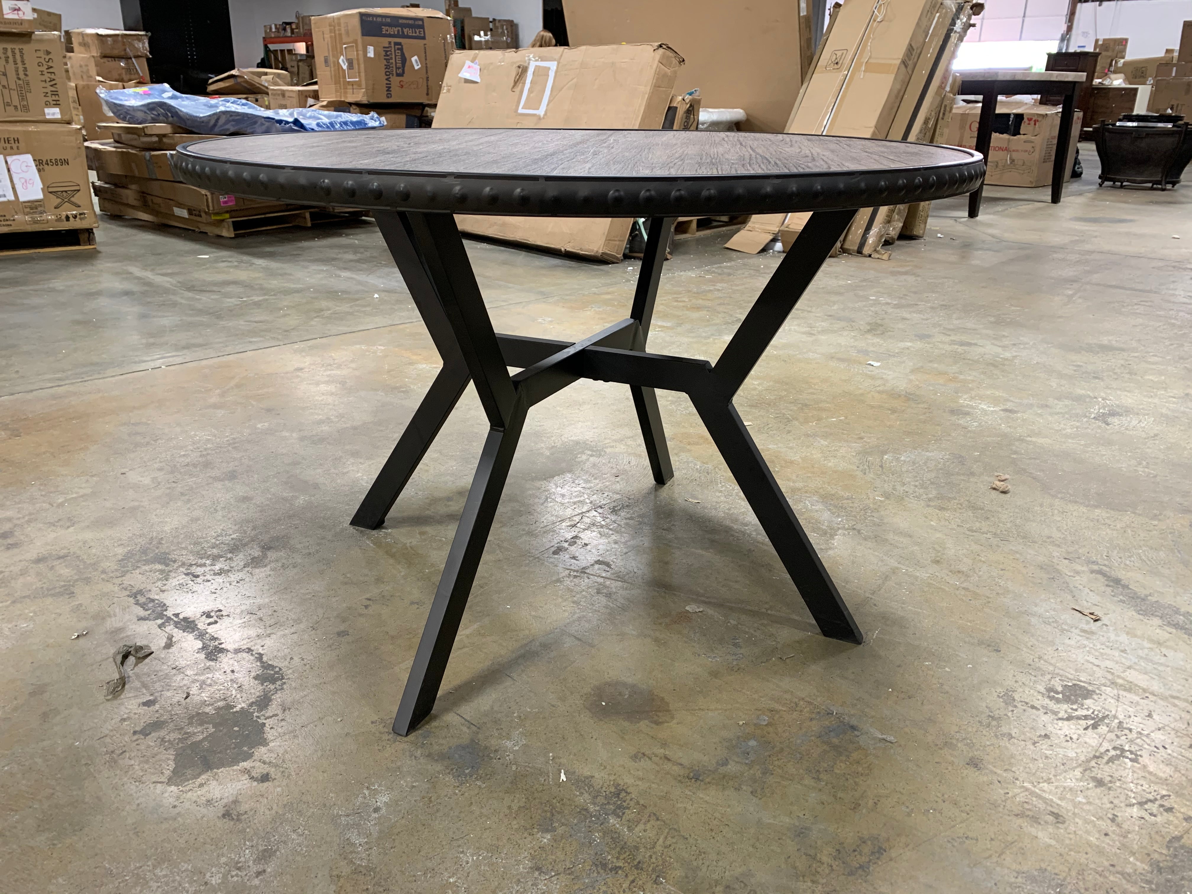 44.5" Distressed Wood/Metal Dining Table