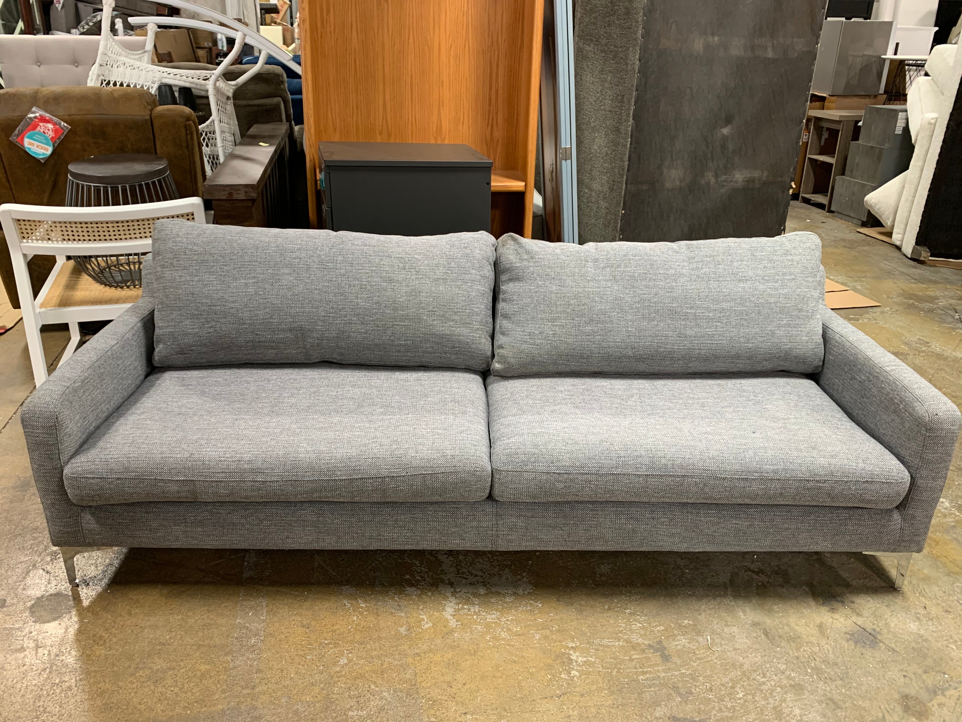 85" Gray Tweed Sofa