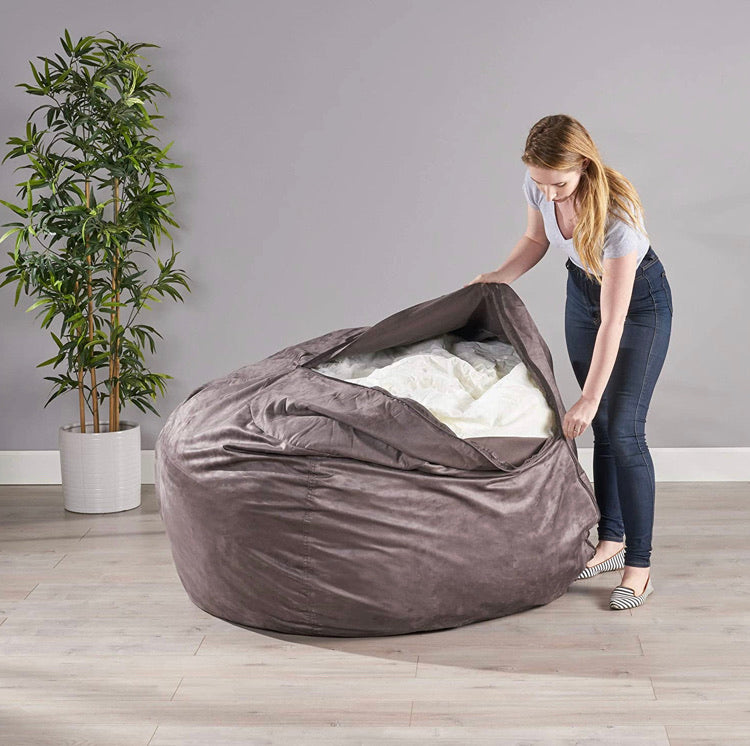 Selena 5' Suede Bean Bag Cover, Charcoal **COVER ONLY** (#K5116)