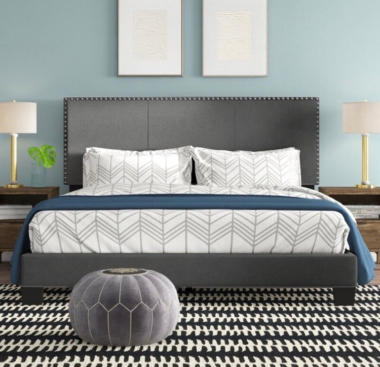 (Full) Burrus Upholstered Platform Bed Gray CG1207