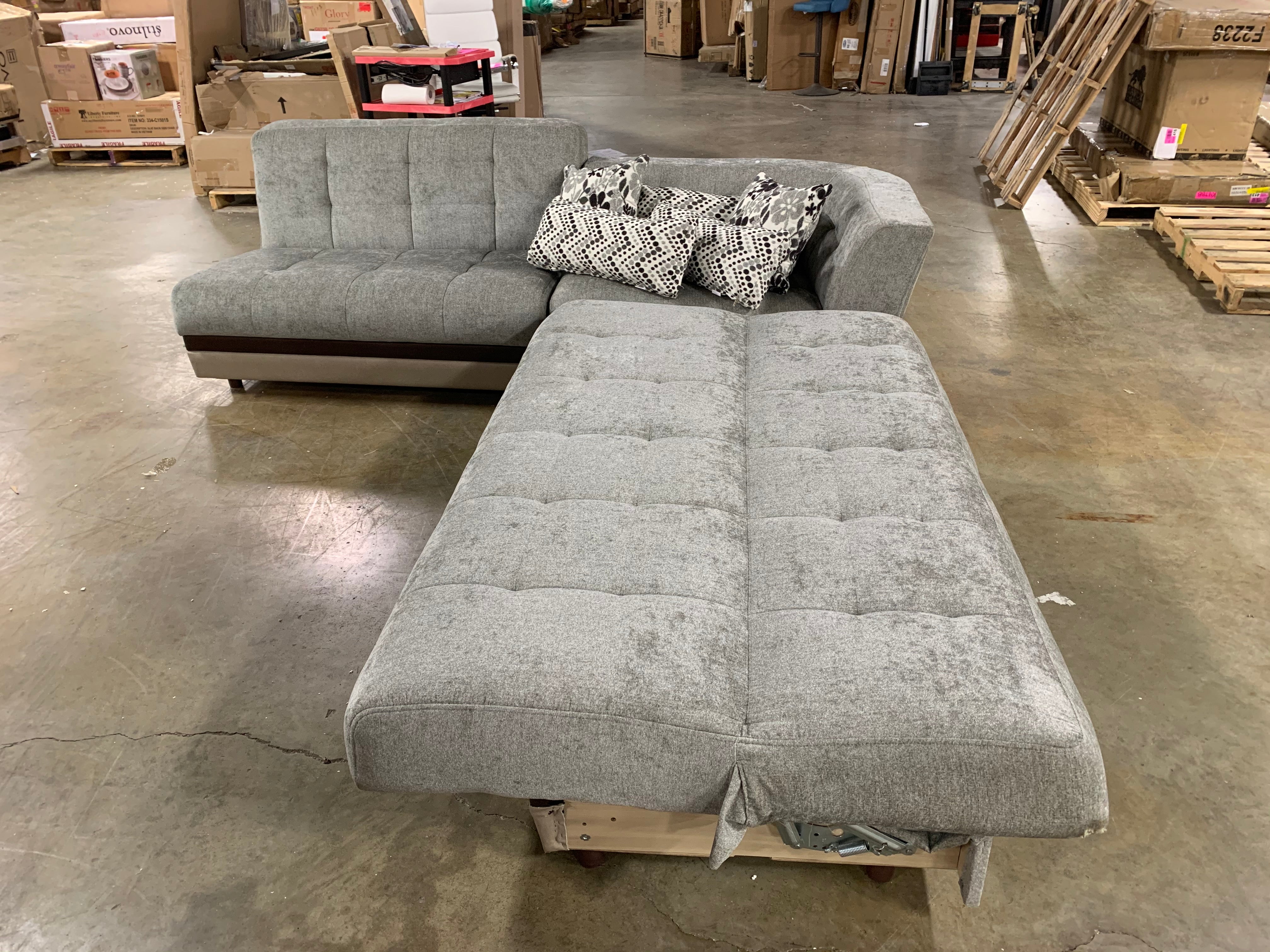 Gray 3 Piece Convertible Sectional *As Is*