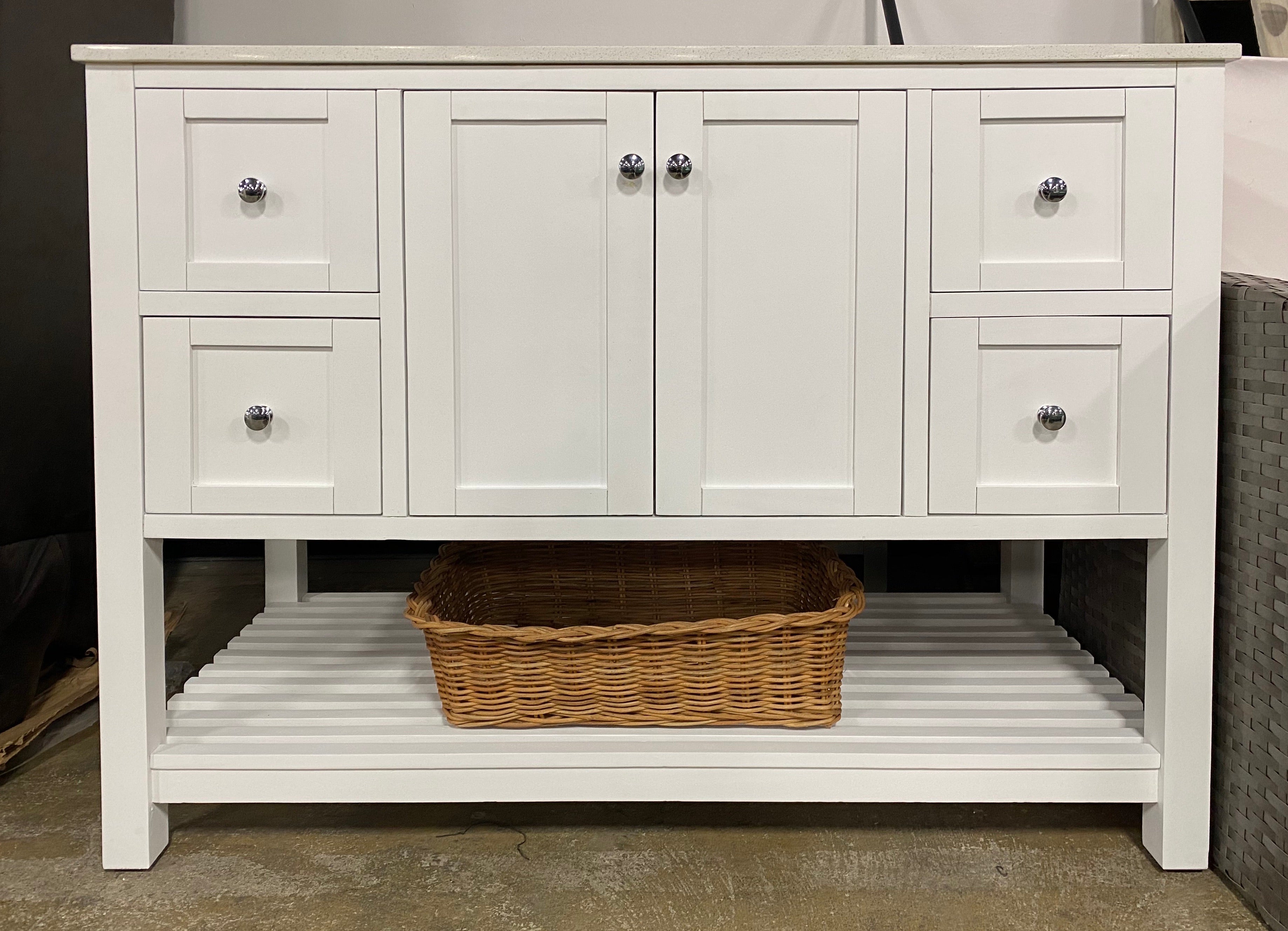 White 48" Single Sink Bathroom Vanity with Granite Top