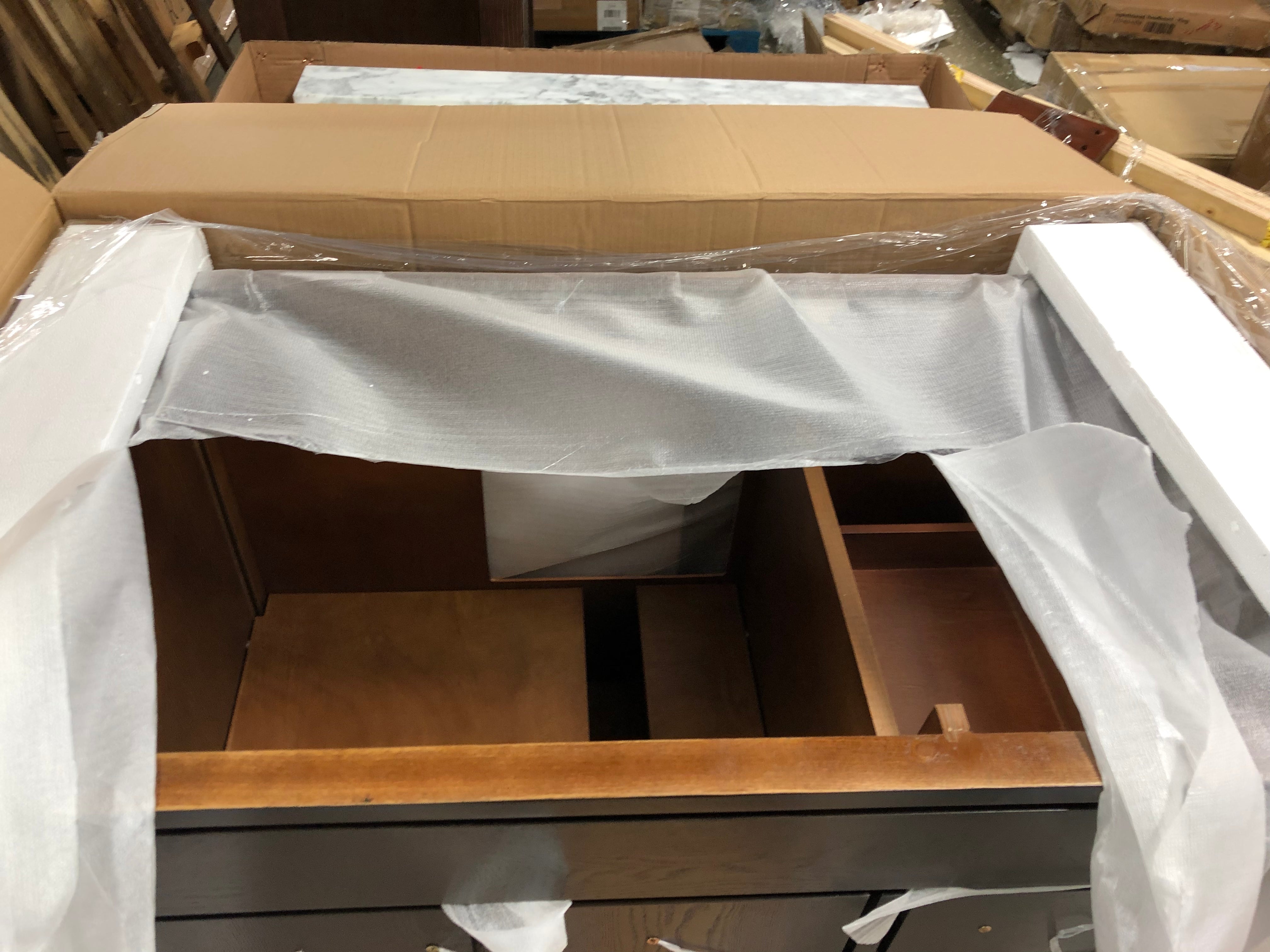 Avanity Hepburn 37-in Dark Chocolate Undermount Single Sink Bathroom Vanity with Carrera White Natural Marble Top (2 boxes) MGO108