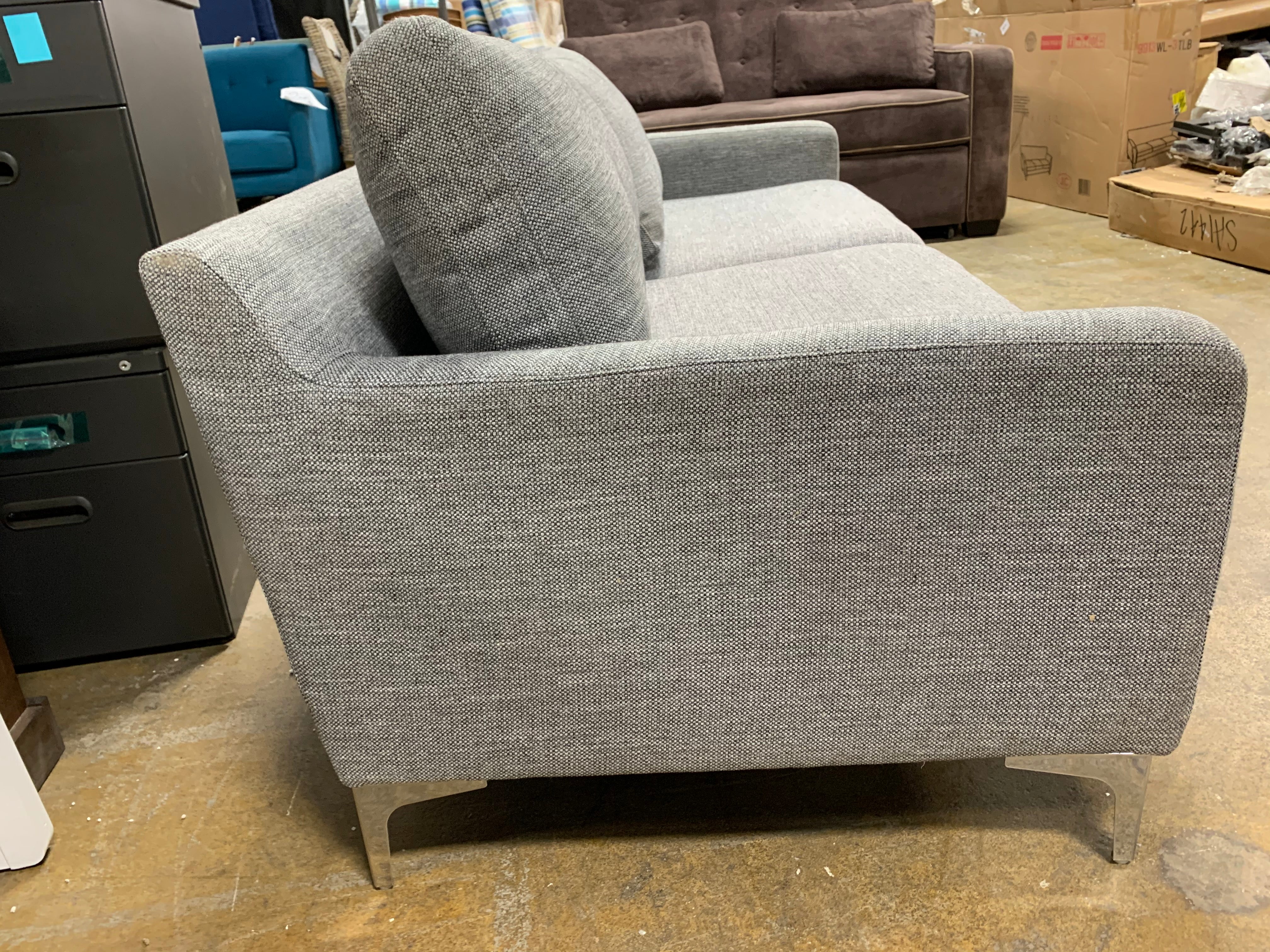 85" Gray Tweed Sofa