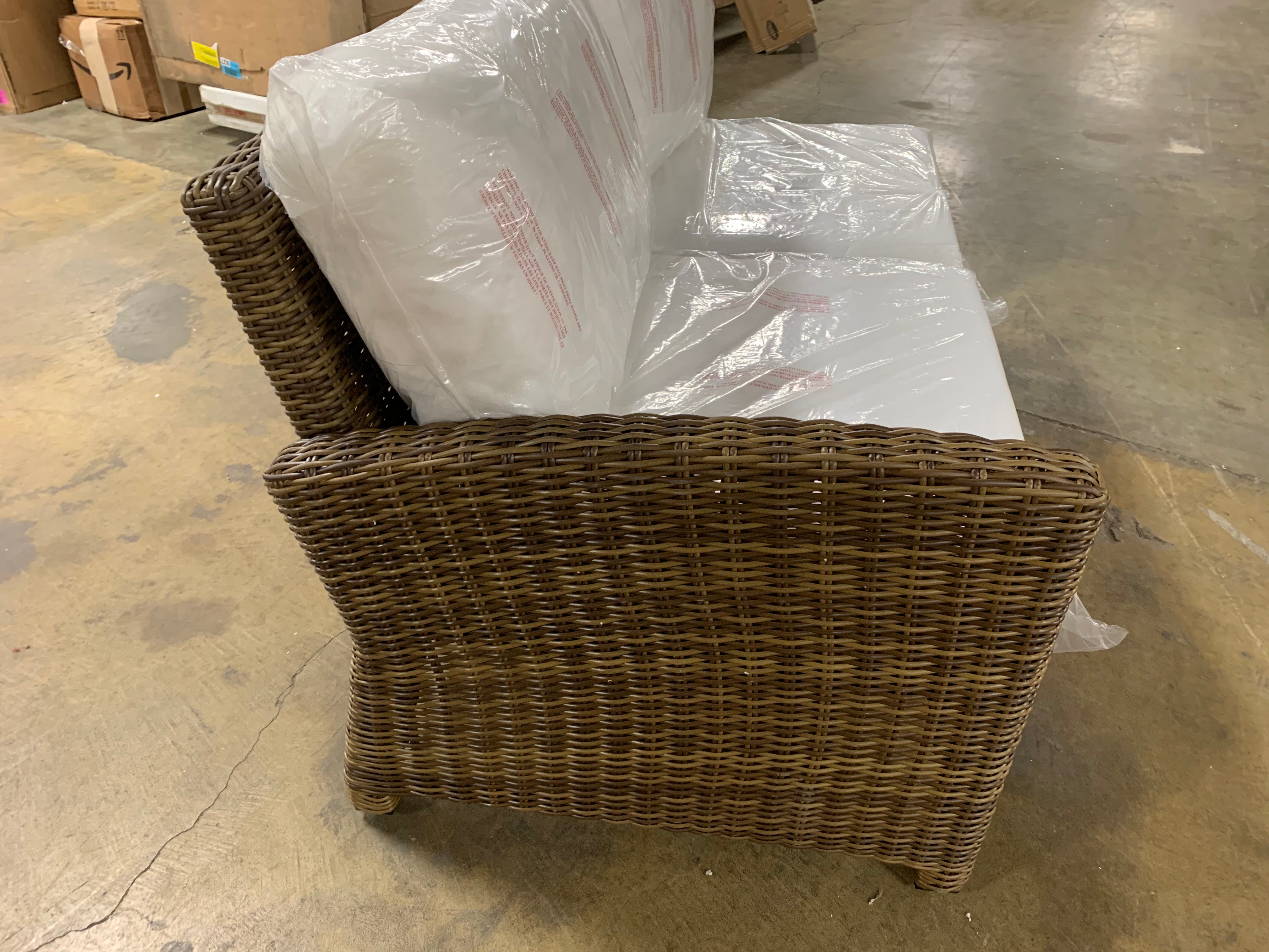 Bradenton Outdoor Wicker Sectional Left Corner Loveseat with Cushions (No Covers)