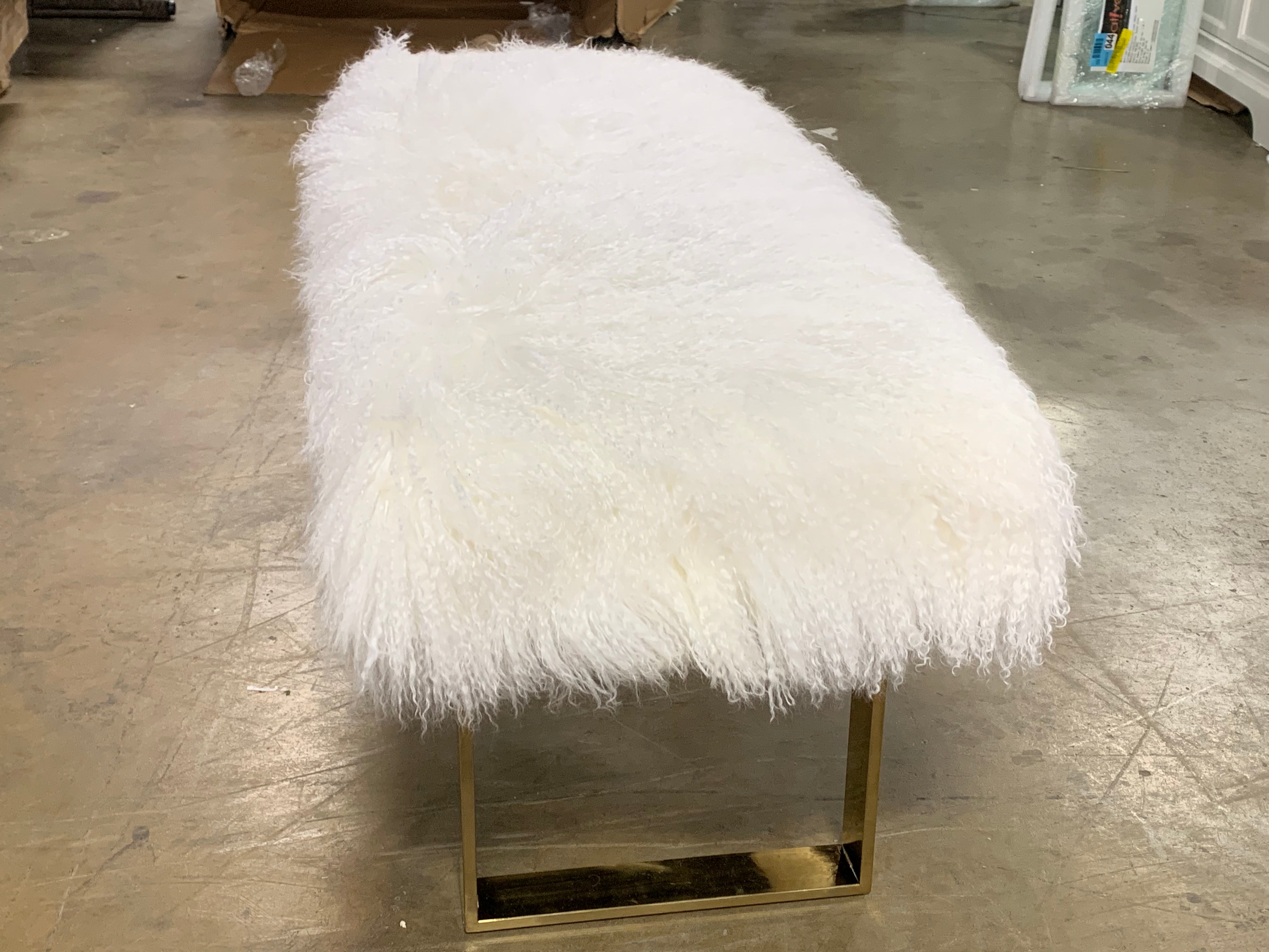 White Sheepskin Bench