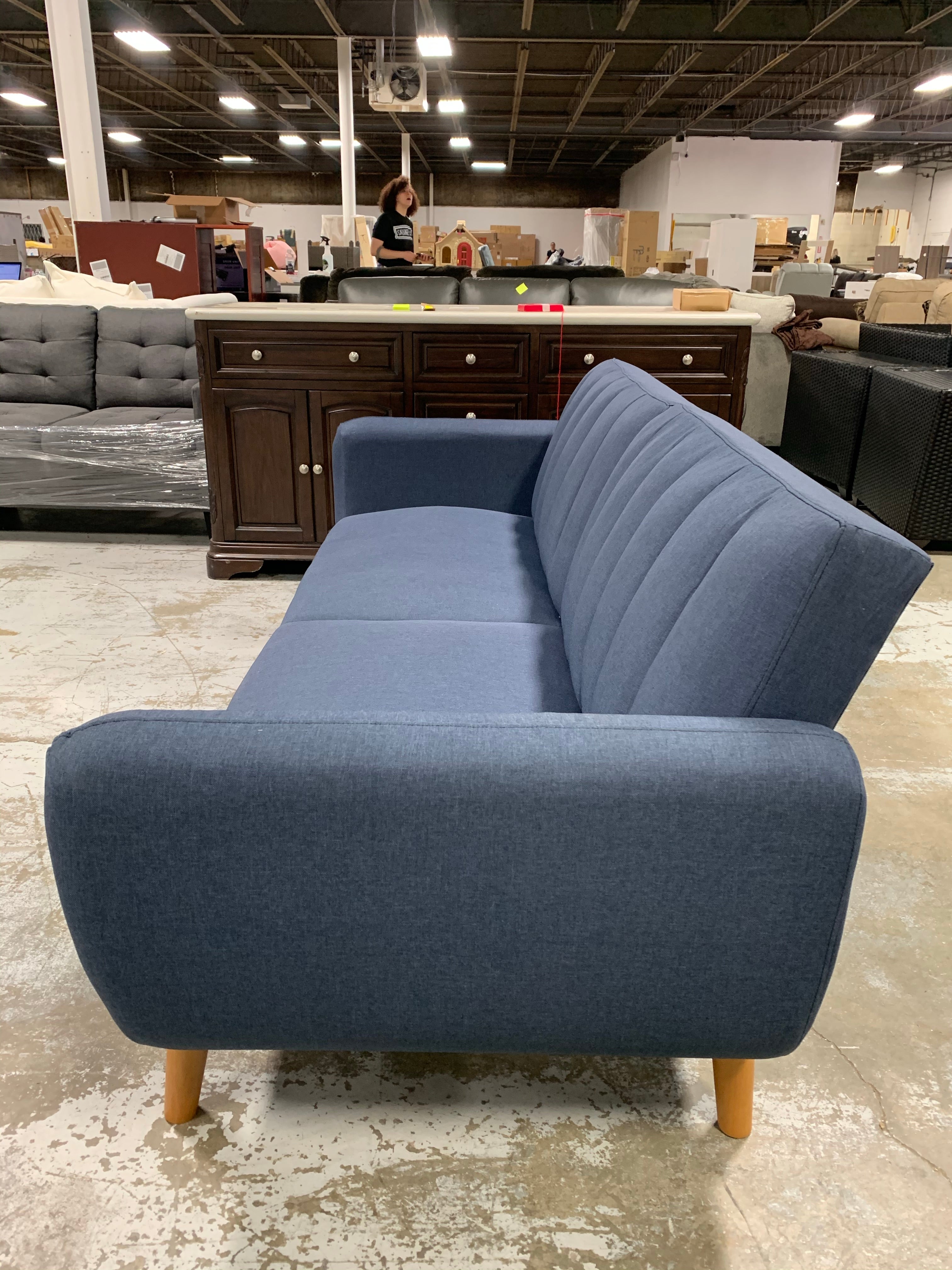 Novogratz Brittany Full 81.5" Split Back Convertible Sofa, Dark Blue