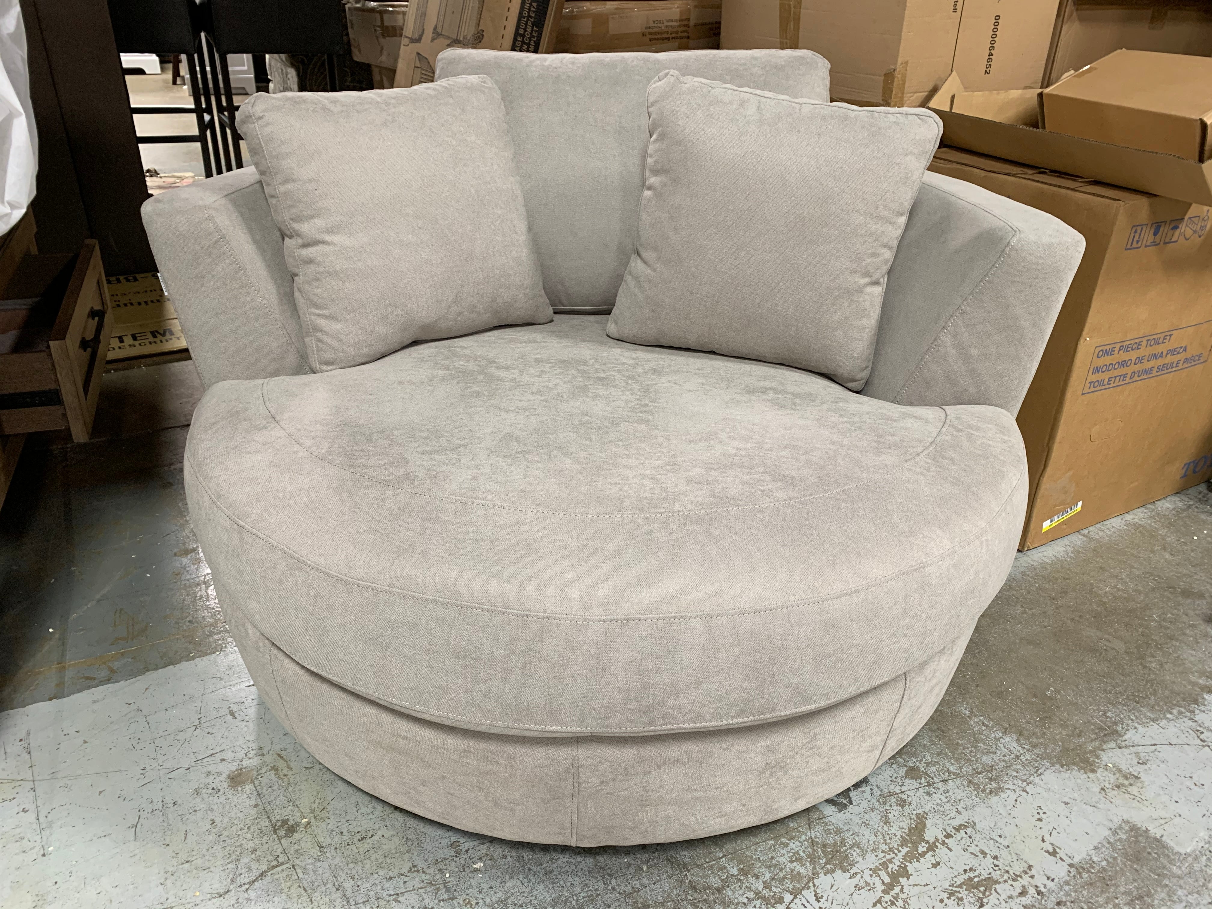 54" Round Barrel Swivel Chair Accent Chair, Light Brown