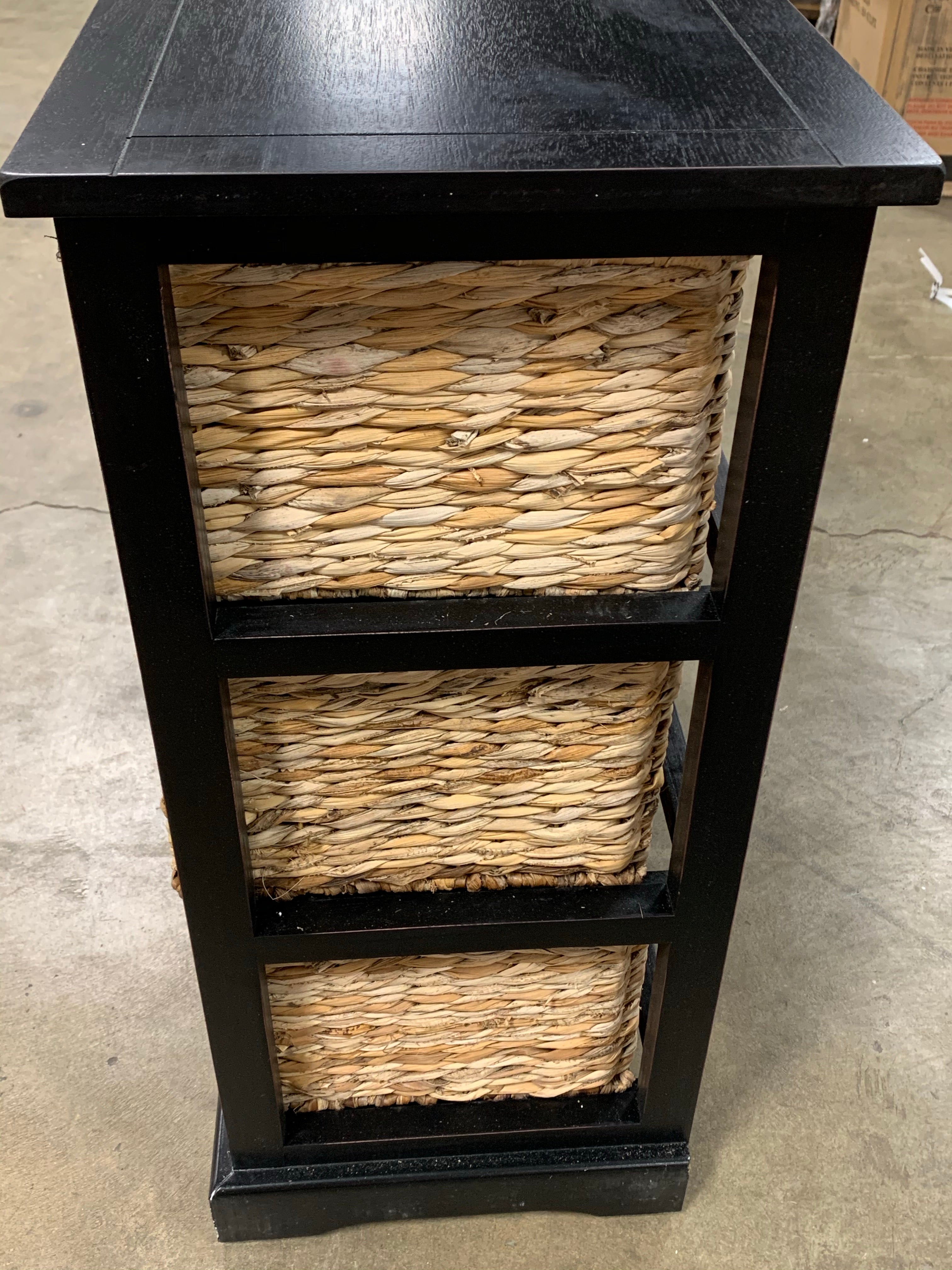 Keenan 6-Wicker-Basket Storage Chest in Black