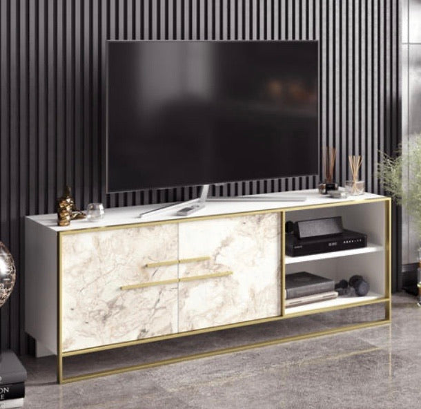 63" Polka TV Stand with Faux Marble CG765 *AS IS*