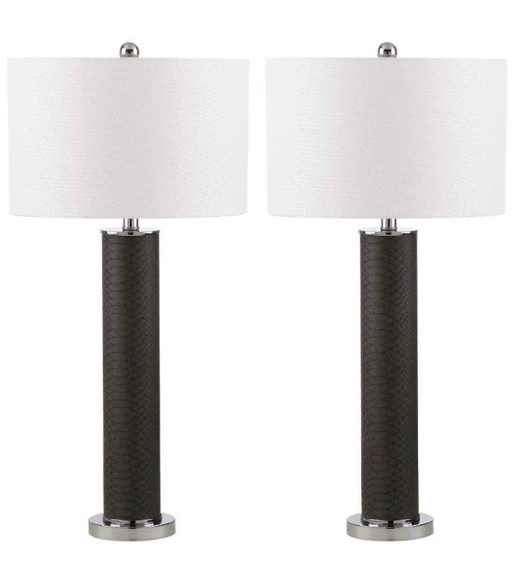 (Set of 2) Ollie Grey Faux Snakeskin 31.5-inch Table Lamp CG246