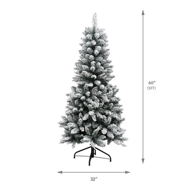 5' Green Lighted Flocked Spruce Artificial Christmas Tree (#K5452)