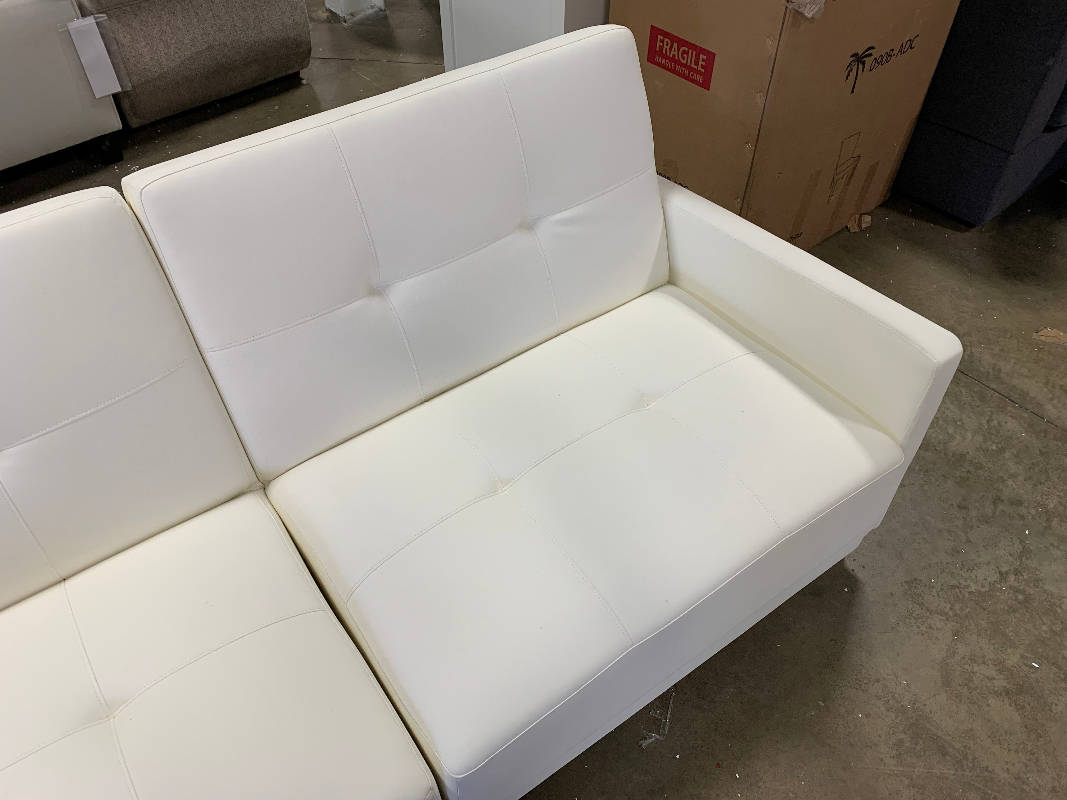 Benitez Full 76" Convertible Sofa, White