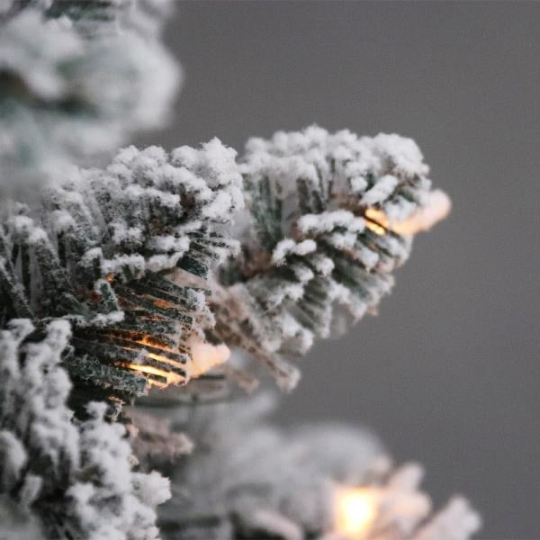 5' Green Lighted Flocked Spruce Artificial Christmas Tree (#K5452)
