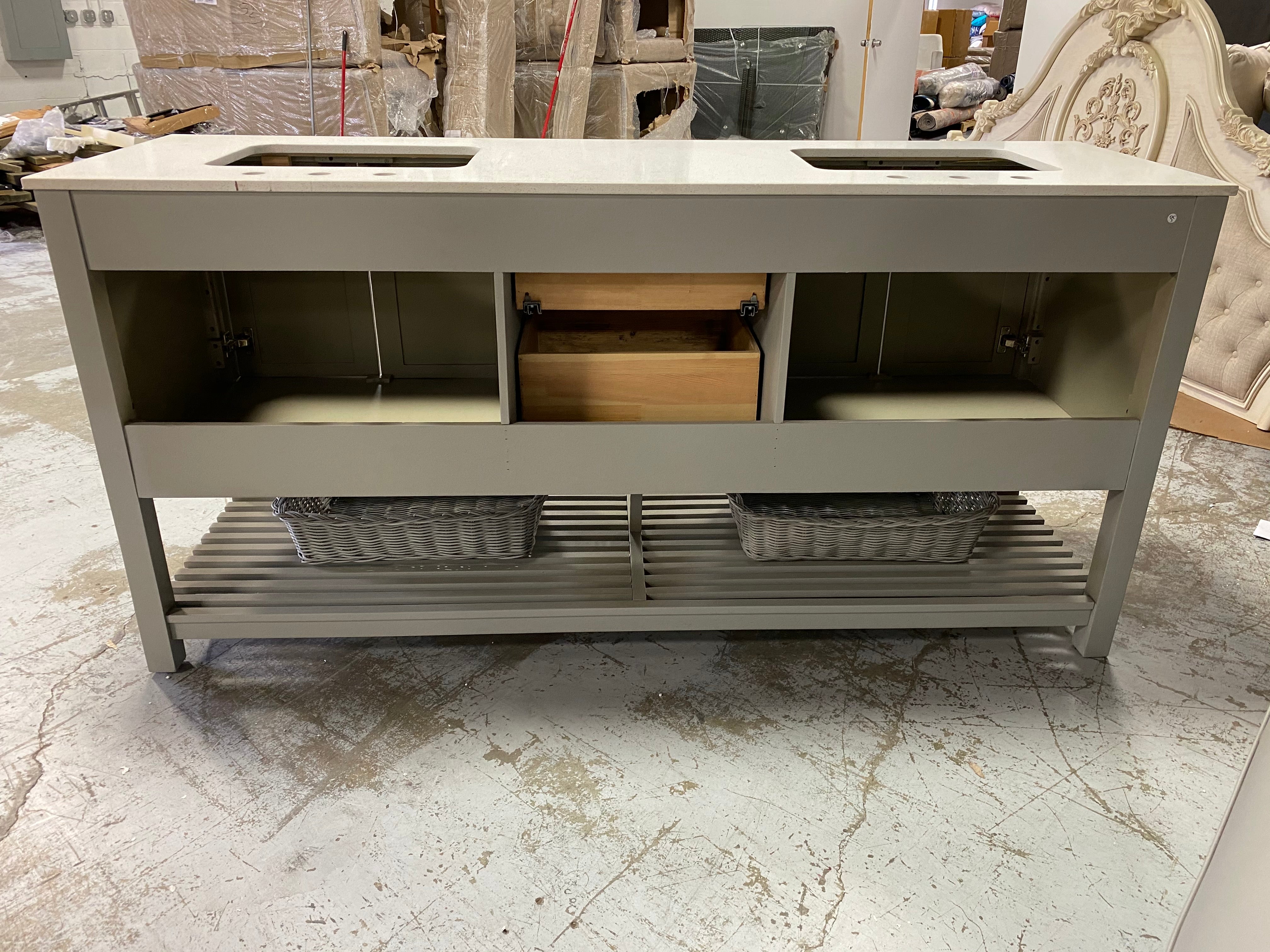 Binne 72" Weathered Gray Double Bathroom Vanity Set
