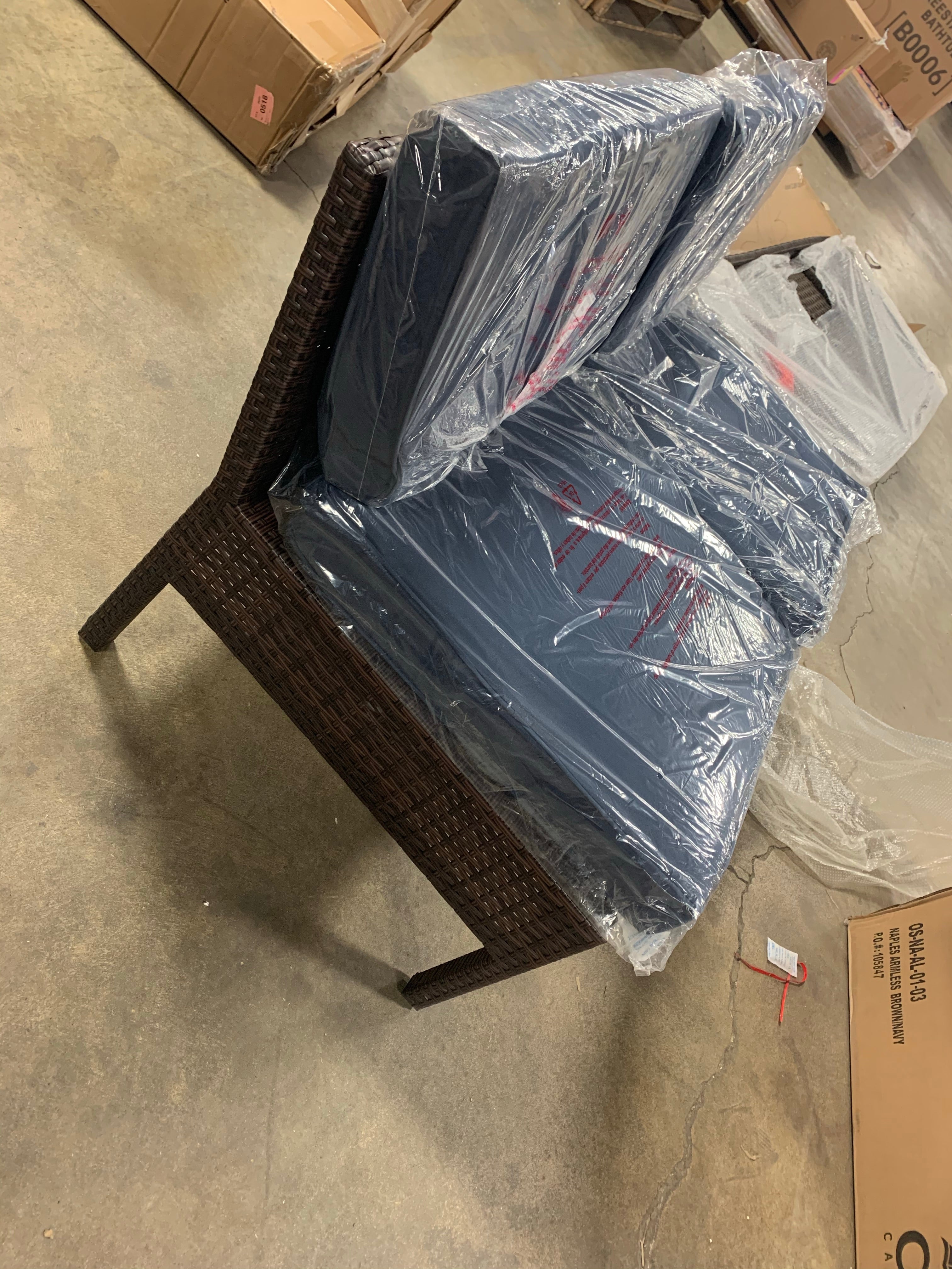 (NAVY) Naples Arm-less Finish 2 Seater