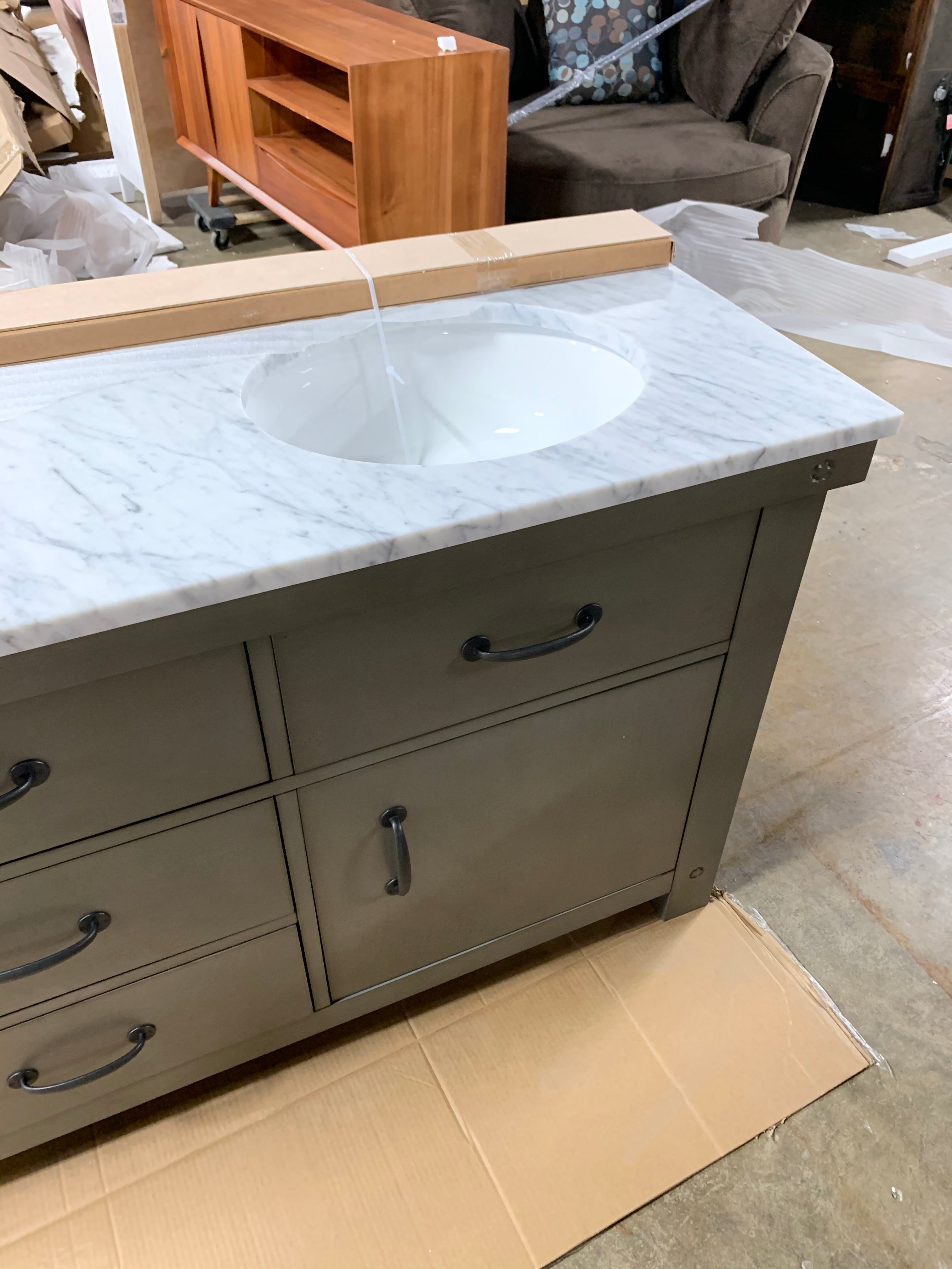 Aberdeen Grizzle Gray 72" Double Sink Bathroom Vanity