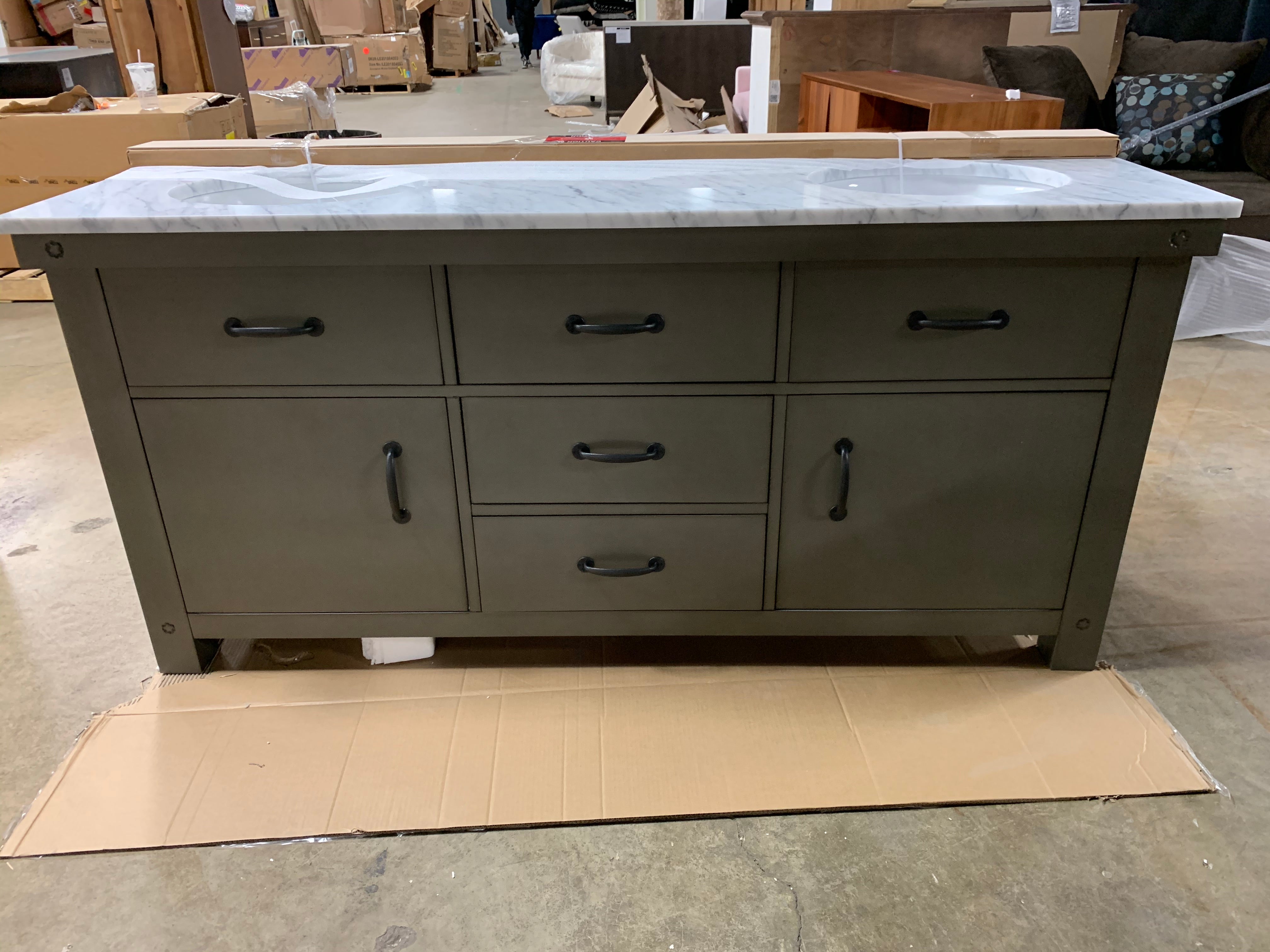 Aberdeen Grizzle Gray 72" Double Sink Bathroom Vanity