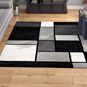 Lorenzo Geometric Gray/Black/White Area Rug, 10’x14’ (#32R)