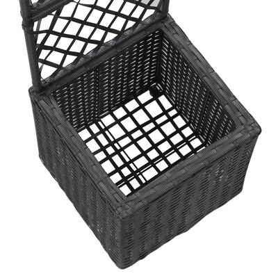 XL Trellis Raised Bed with 1 Pot 11.8"x11.8"x42.1" Poly Rattan Black